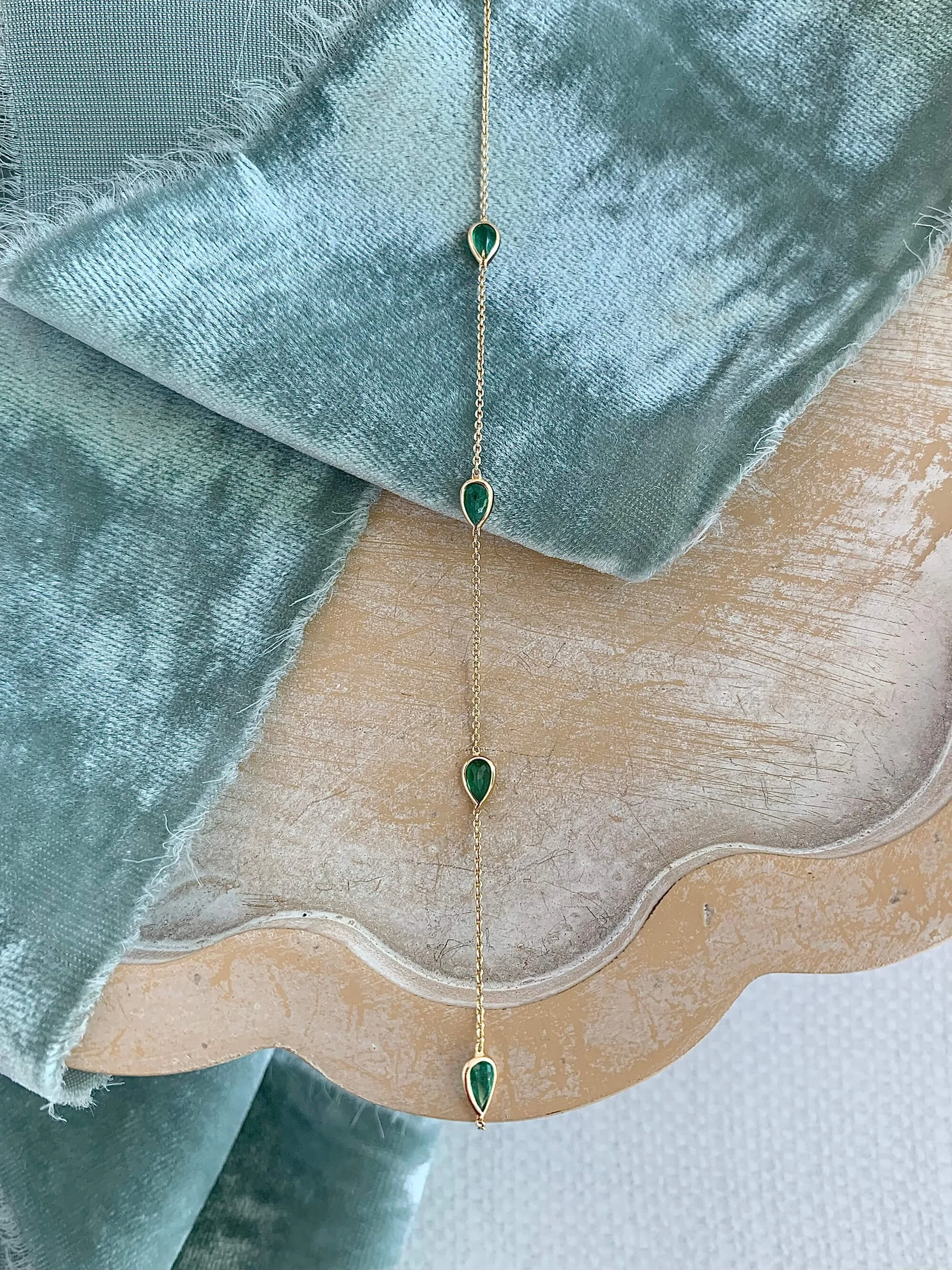 Emerald Stations 14k Yellow Gold Bracelet