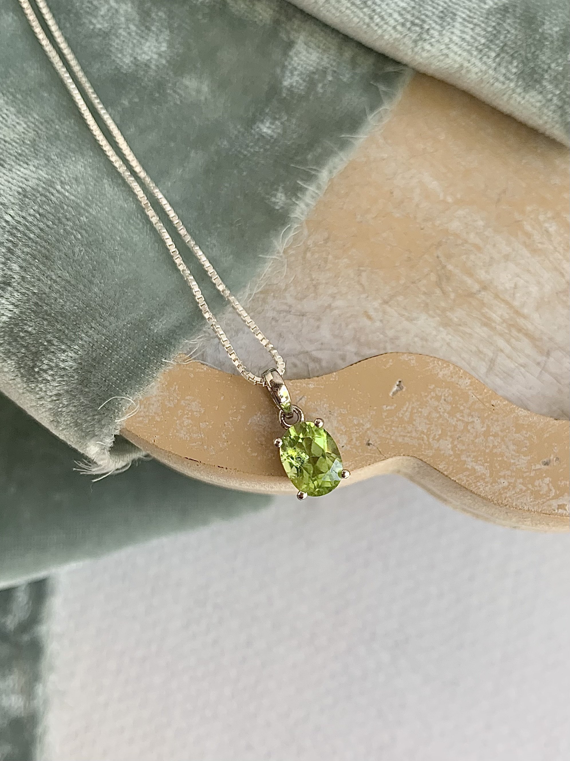 Oval Peridot Silver Necklace