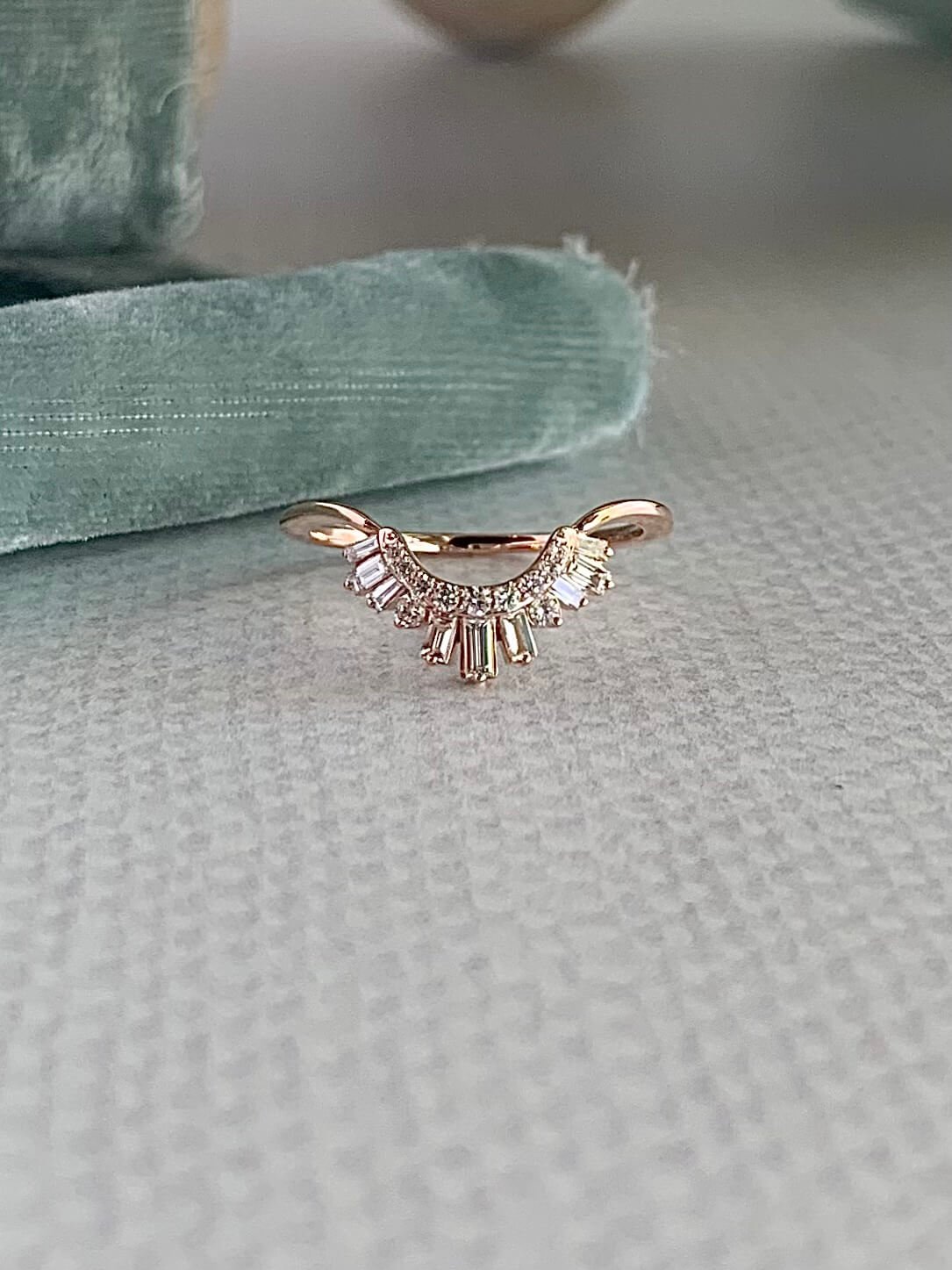 Baguette Natural Diamond 14k Rose Gold Contour Band