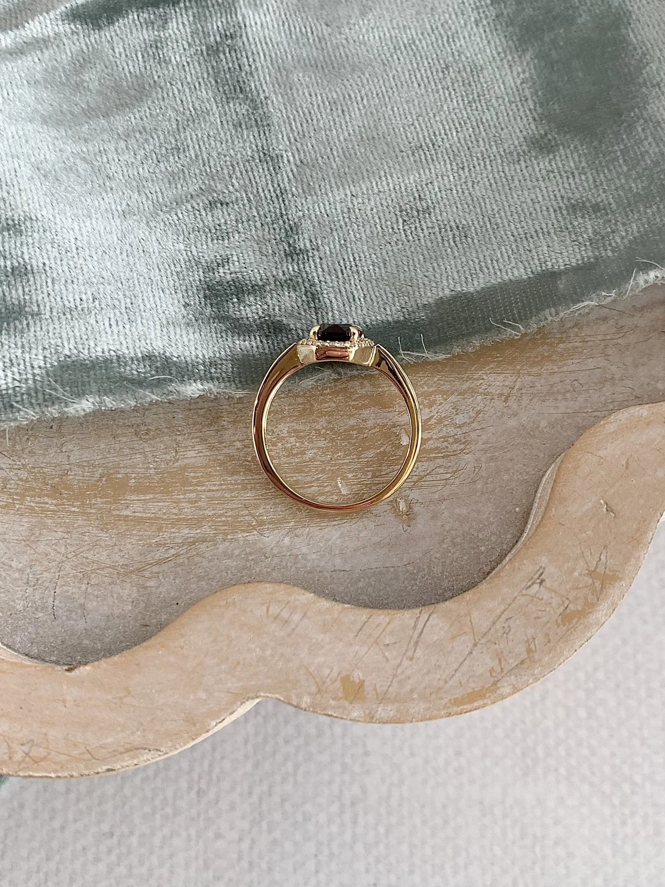 Duchess Garnet Diamond 14k Yellow Gold Ring