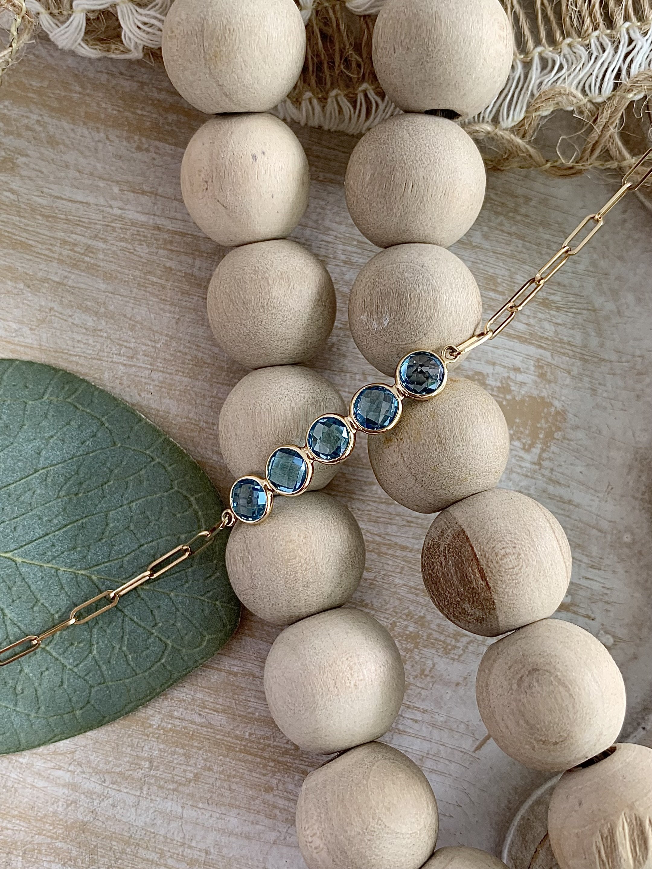 Courageous Swiss Blue Topaz 14k Yellow Gold Bracelet