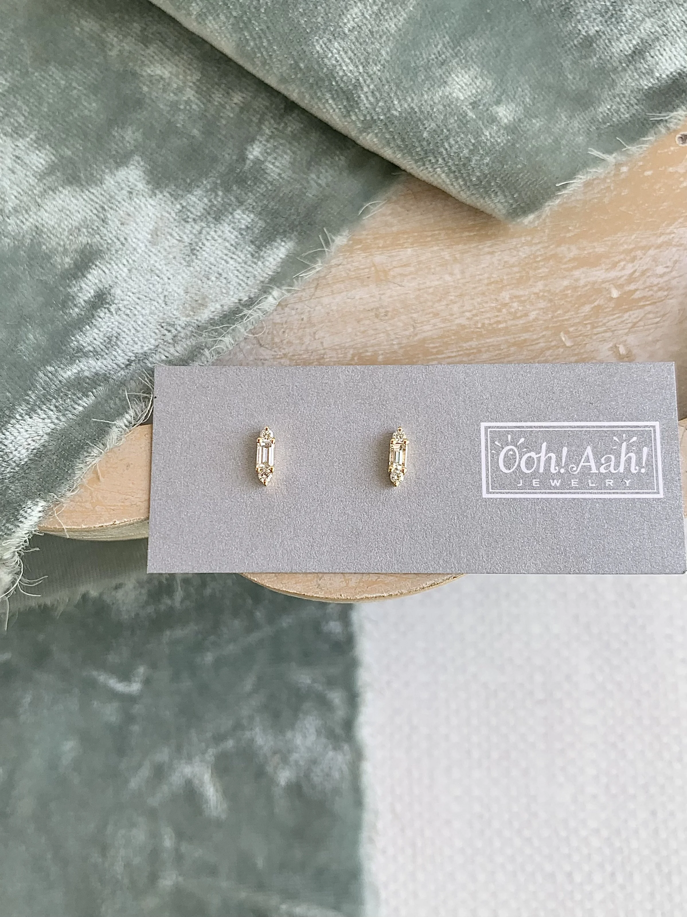 The Sweetest Diamond Baguette 14k Yellow Gold Stud Earrings