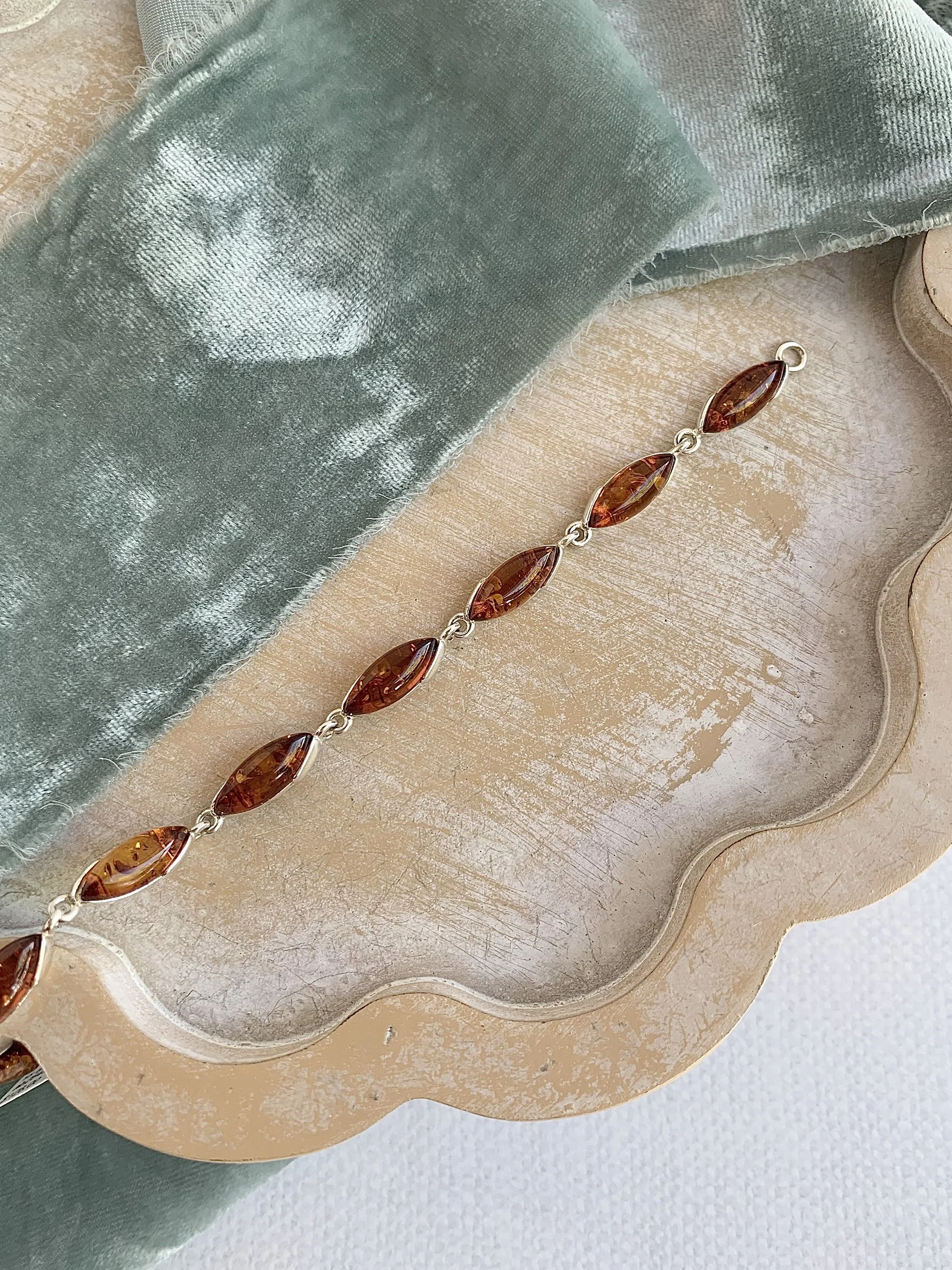Marquise Amber Silver Bracelet