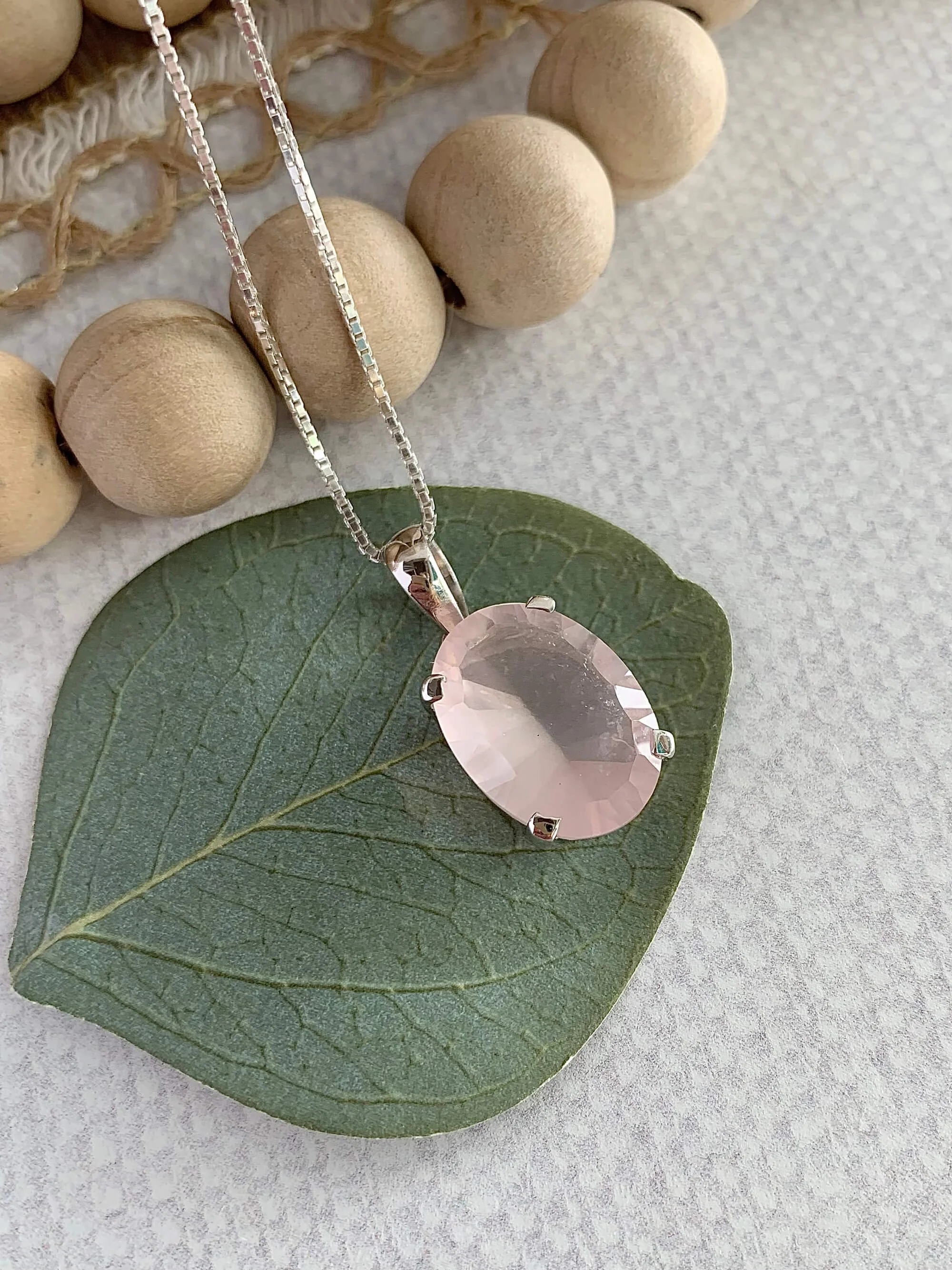 Harmonious Rose Quartz Silver Necklace