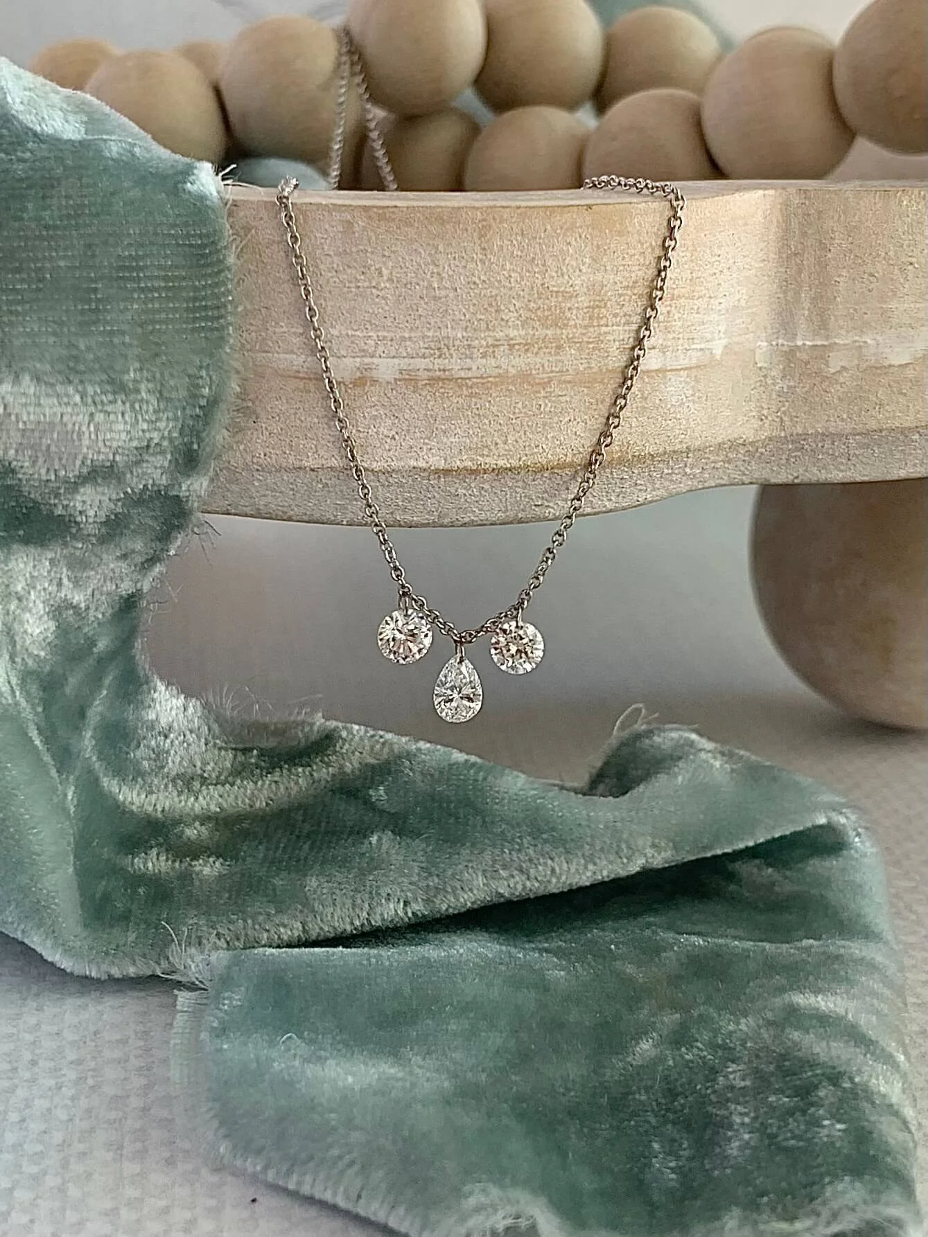 Twinkling Lab Diamond Trio 14k White Gold Necklace