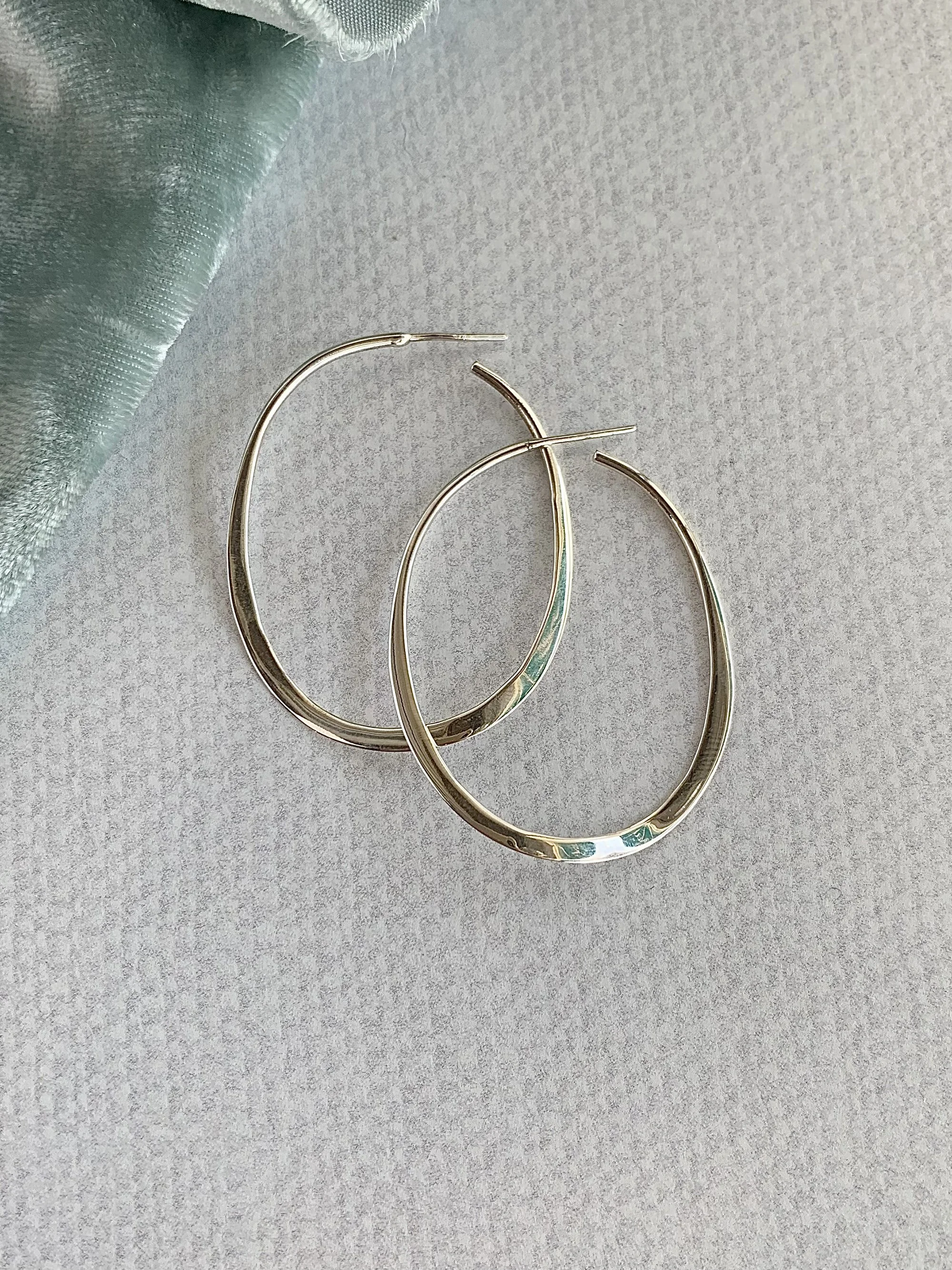 Wavy Large Silver Hoop Earrings