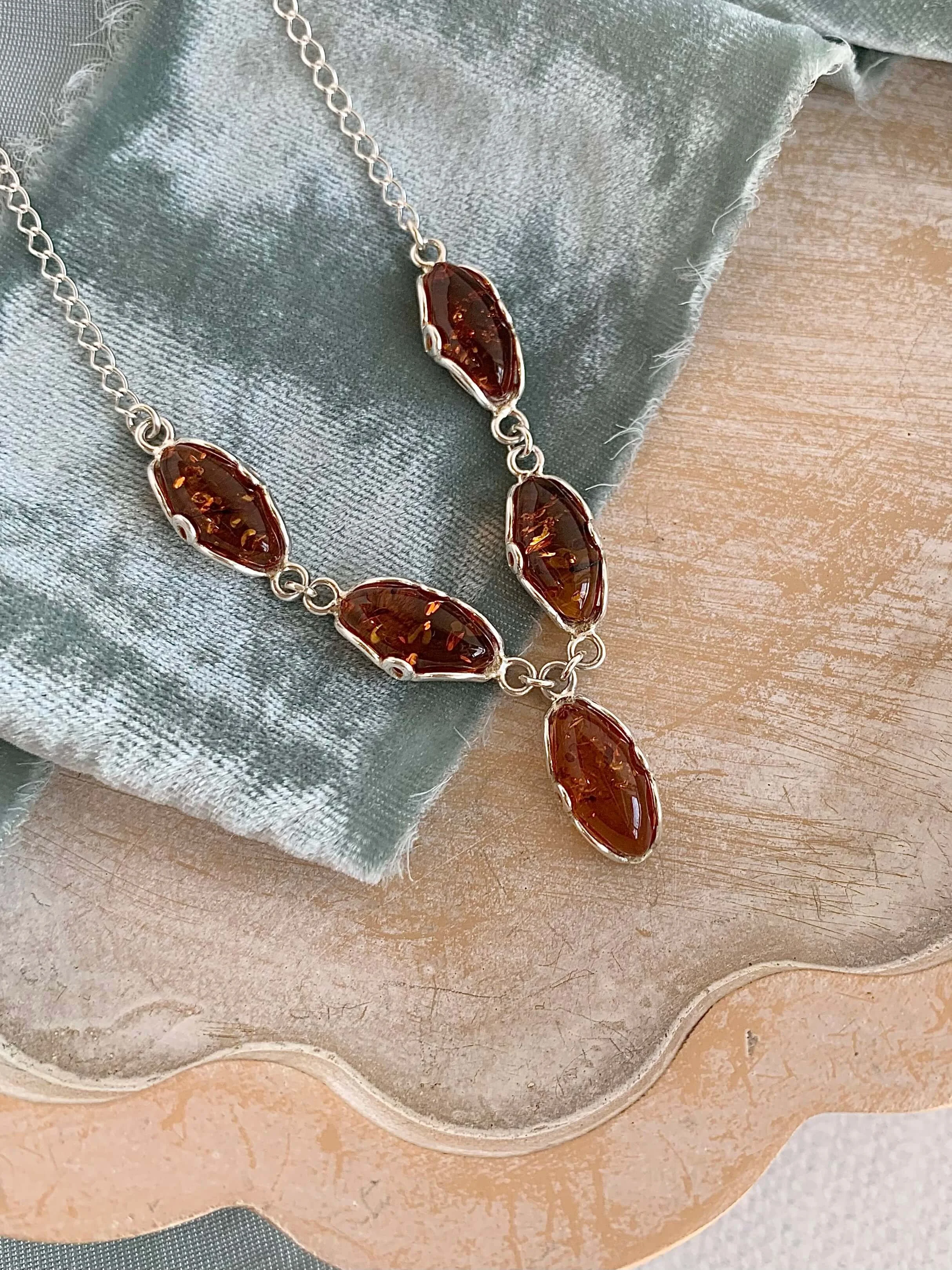 Honey Amber Silver Necklace