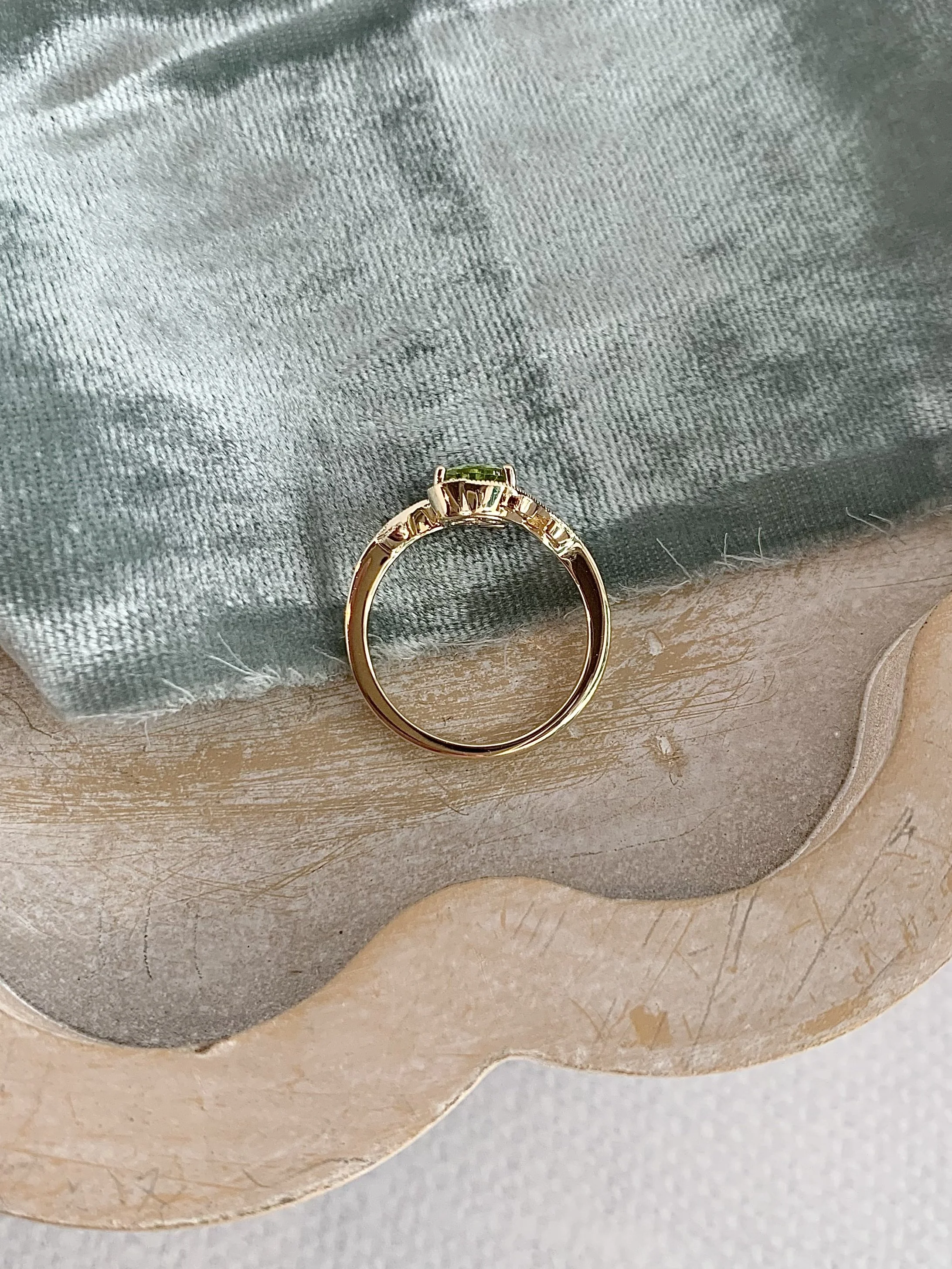 Midnight Garden London Blue Topaz Diamond Vine 14k Yellow Gold Ring