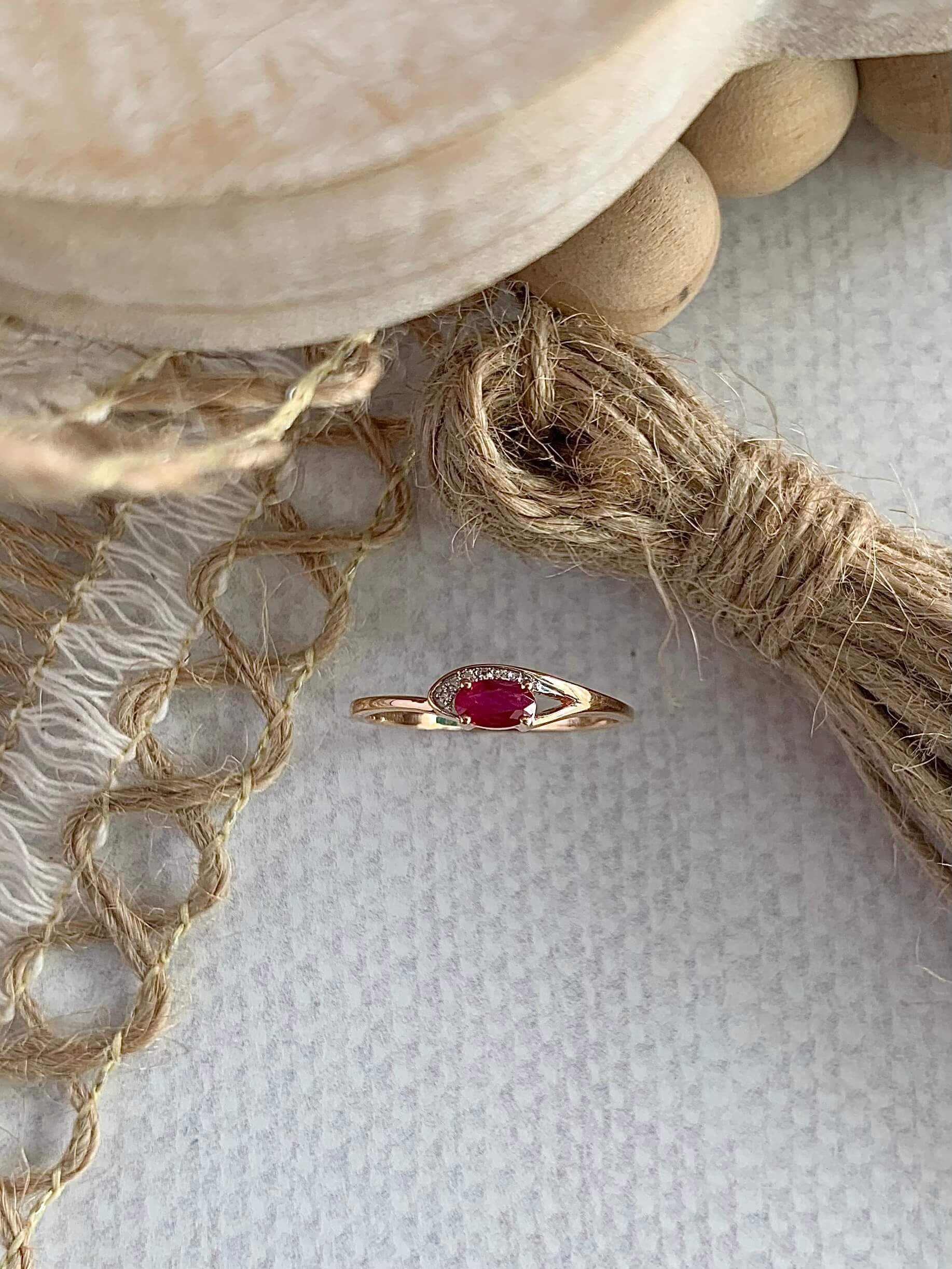 Nestled Ruby & Diamond 14k Yellow Gold Ring Albuquerque Jewelry Stores