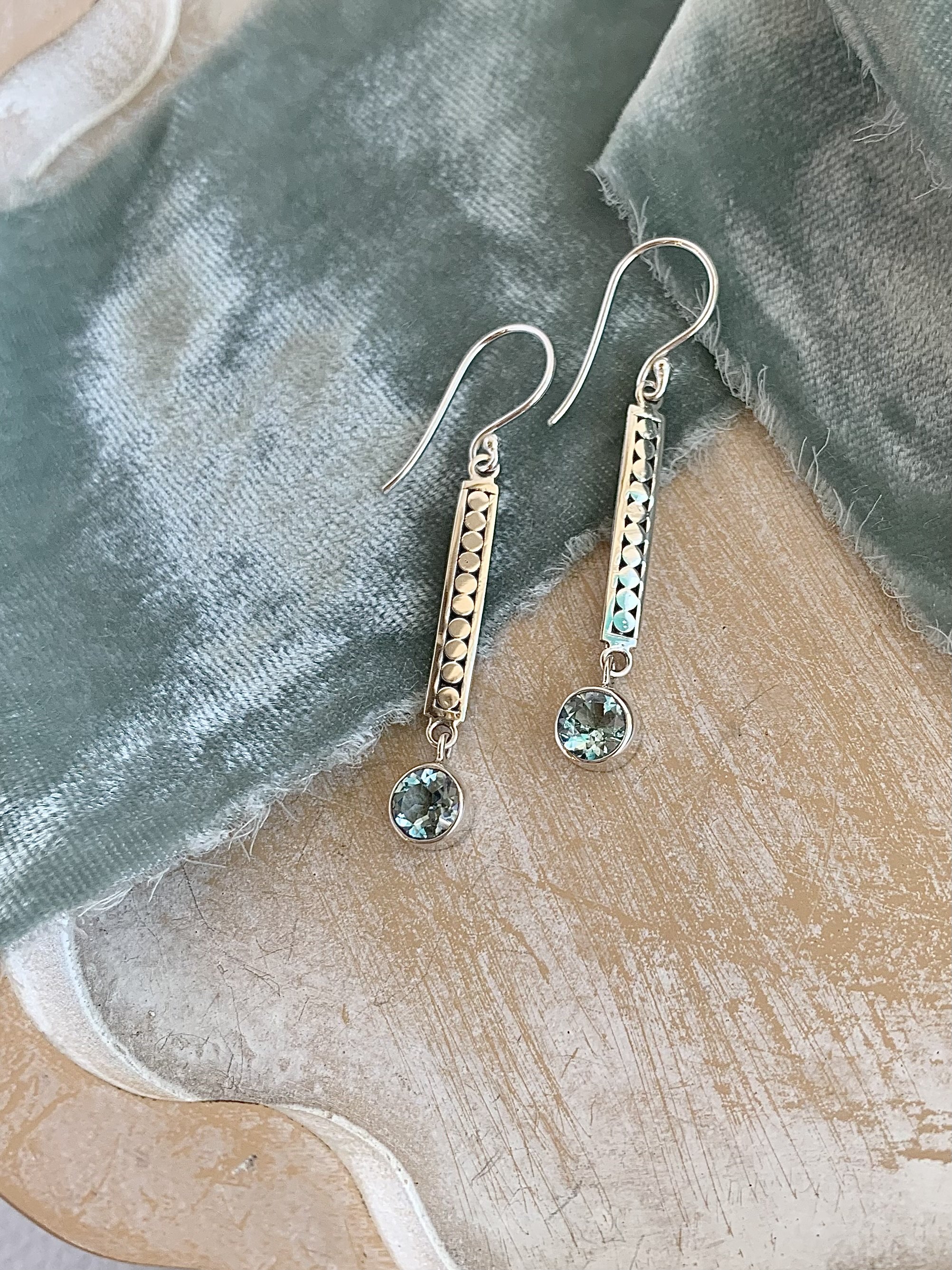 Swaying Blue Topaz Silver Earrings