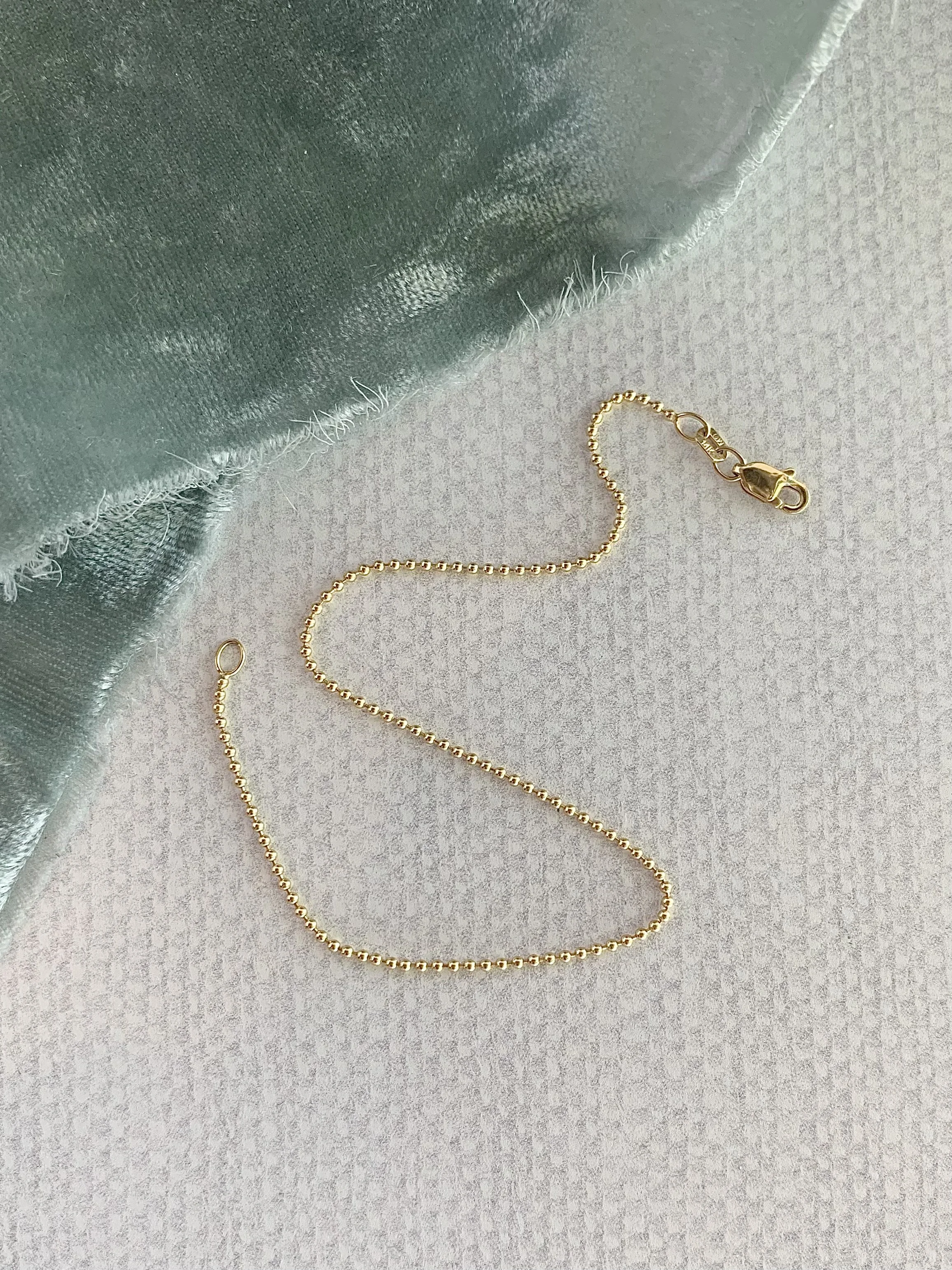 Dainty Ball Chain 14k Yellow Gold Bracelet