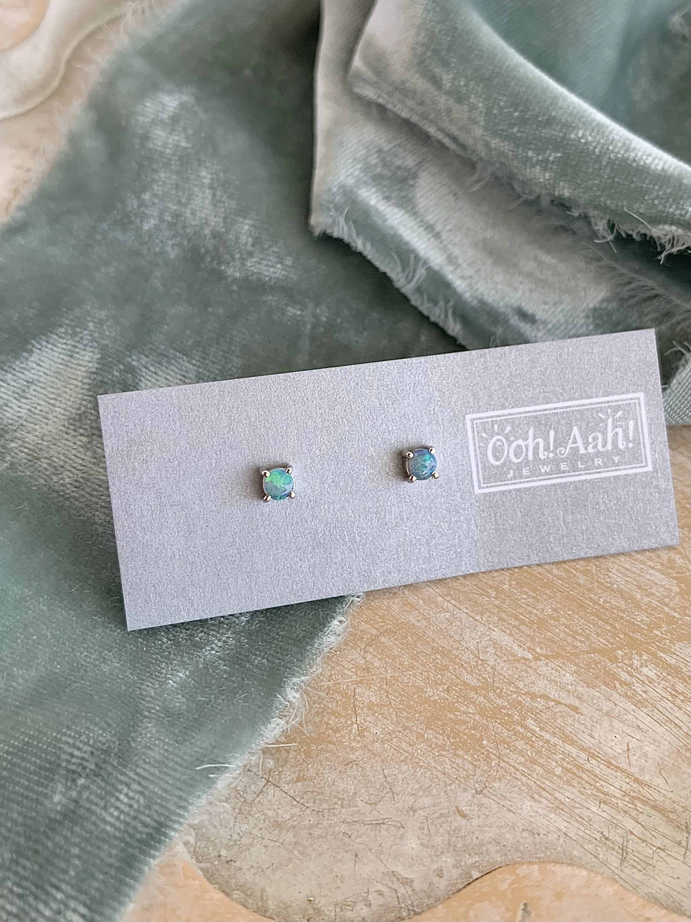 Brilliant Natural Opal Silver Stud Earrings