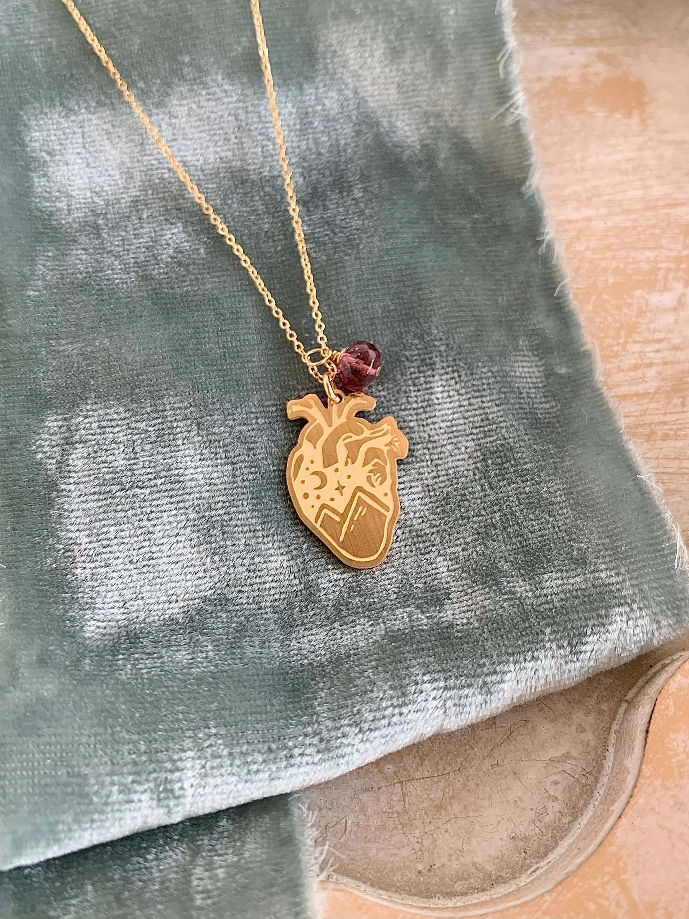 My Heart Belongs in the Mountains Pink Tourmaline Gold Fill Necklace
