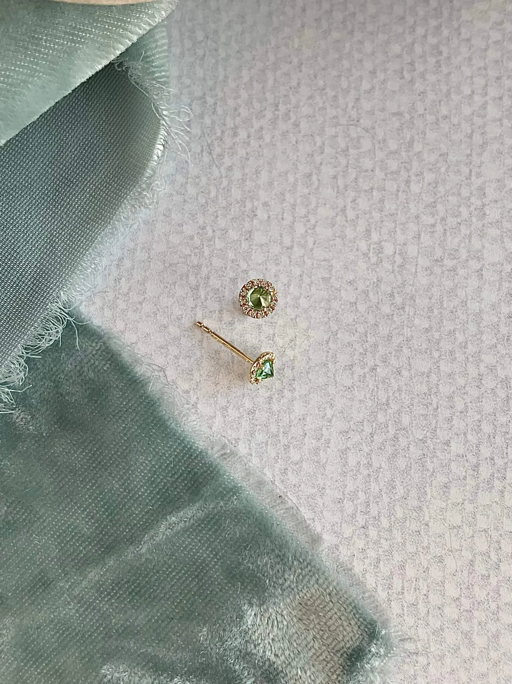 Tsavorite Diamond 14k Yellow Gold Stud Earrings