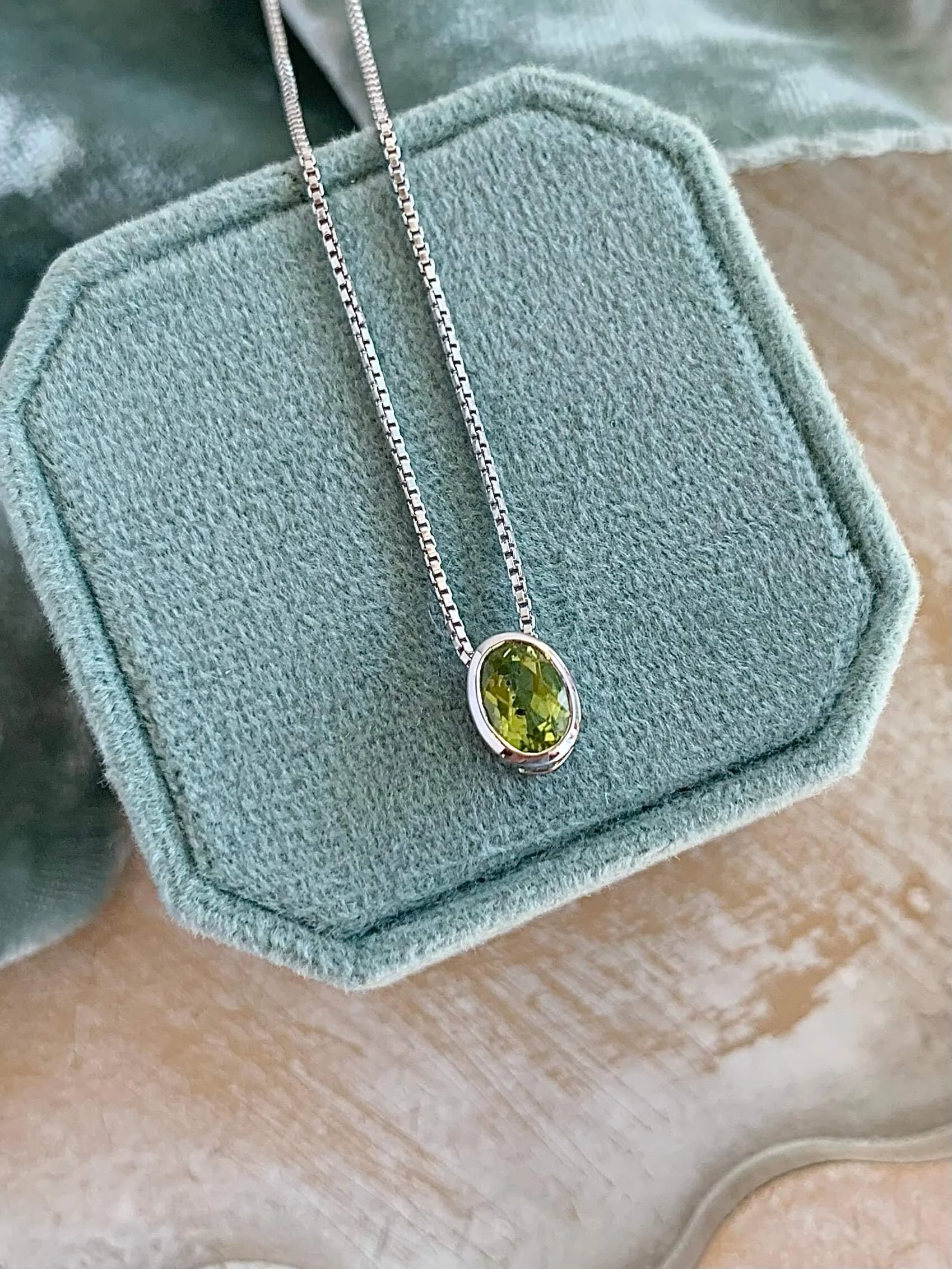Fresh Green Peridot Silver Necklace
