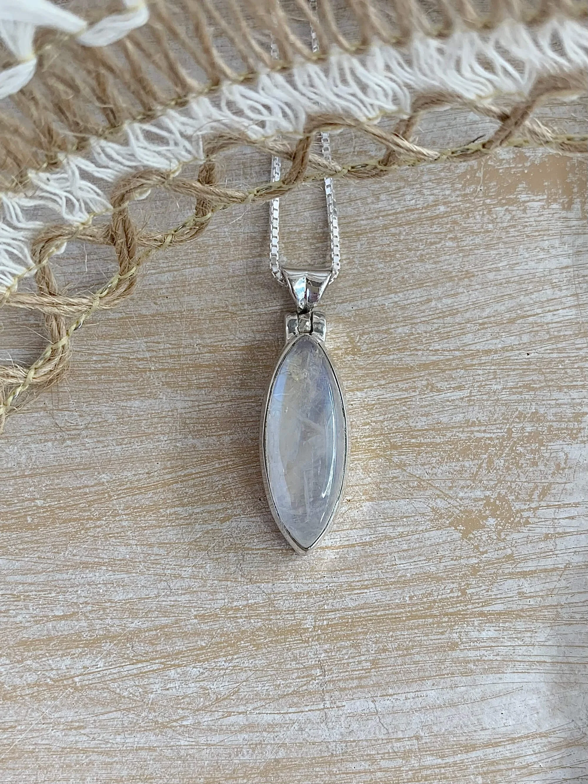 Floating Cloud Moonstone Silver Necklace