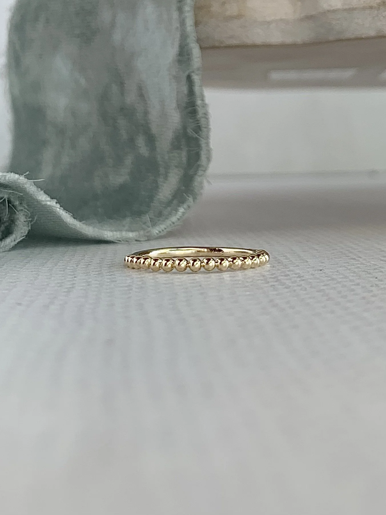 Dainty Dot 14k Yellow Gold Band