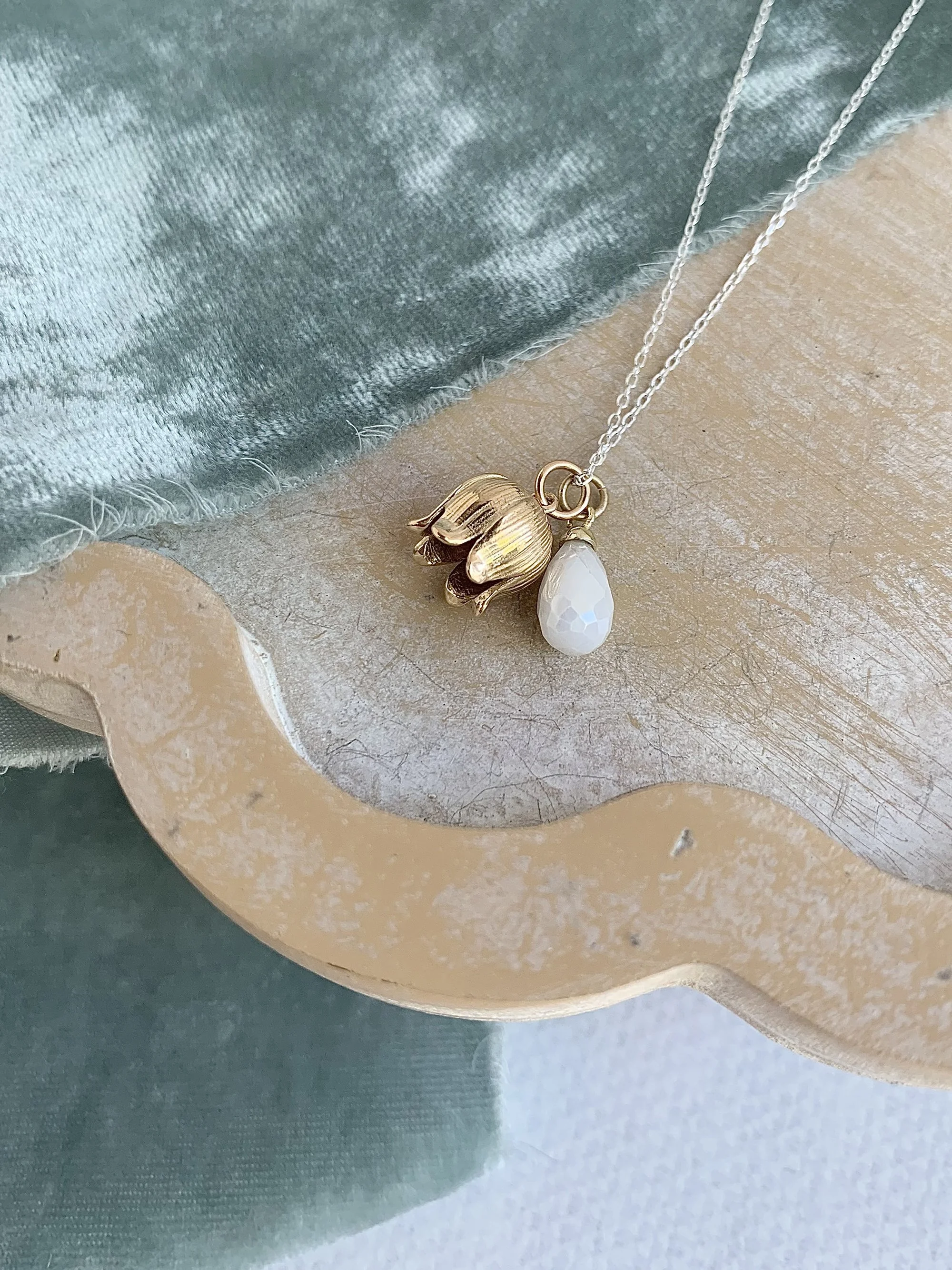 Bronze Lily of the Valley Chalcedony & Silver Necklace