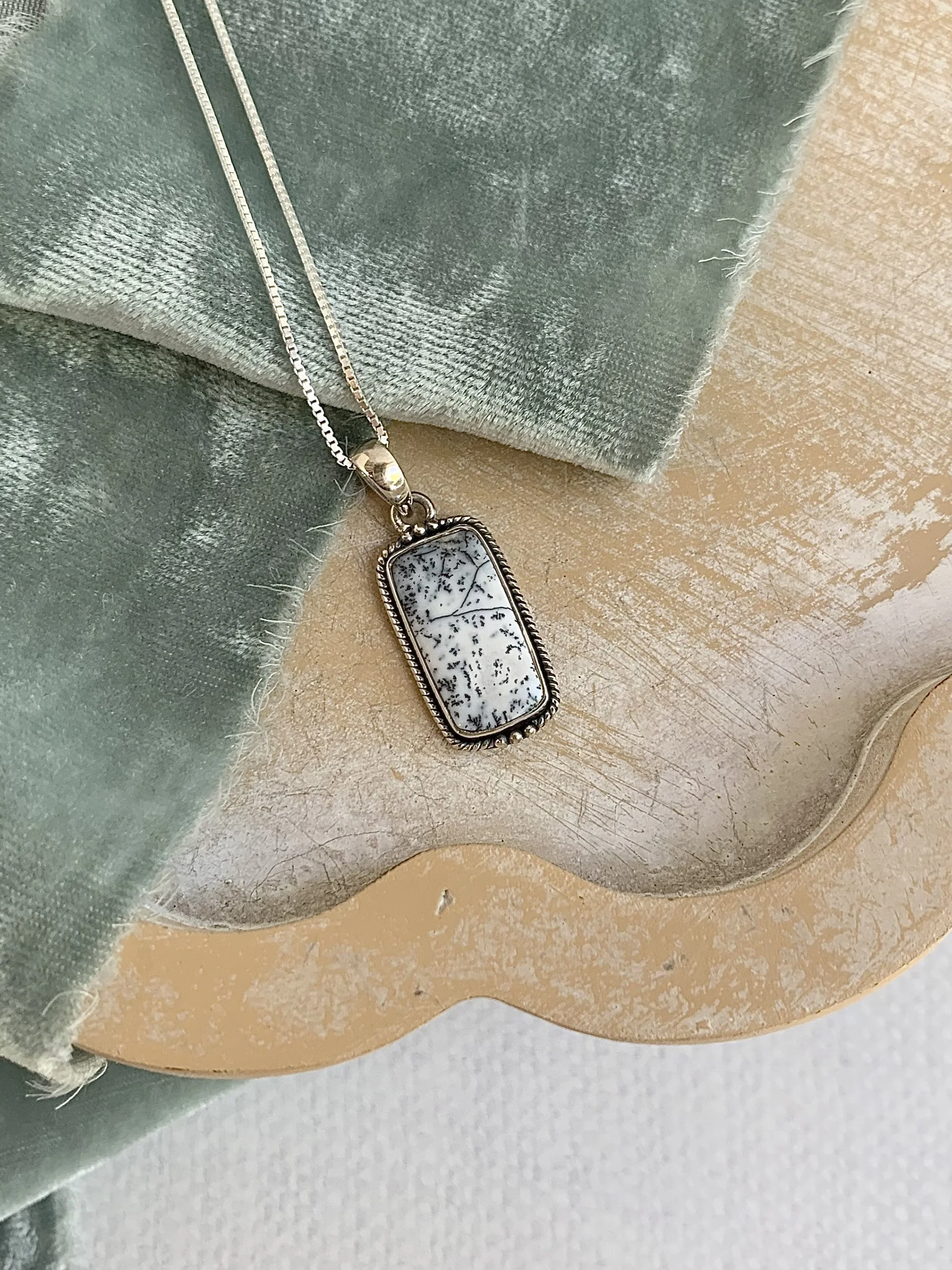 Dendritic Agate Silver Necklace