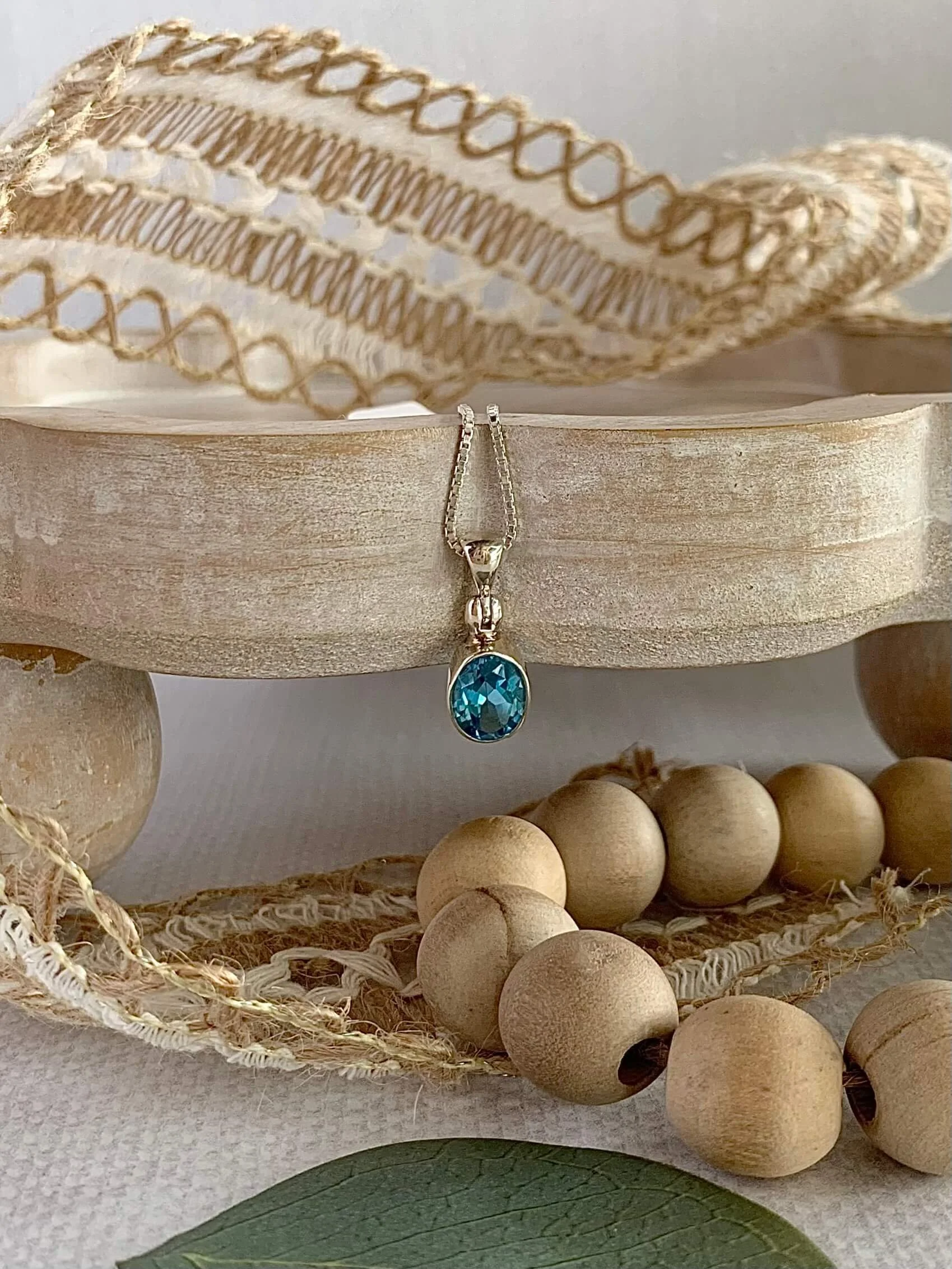 Awakening Swiss Blue Topaz Silver Necklace