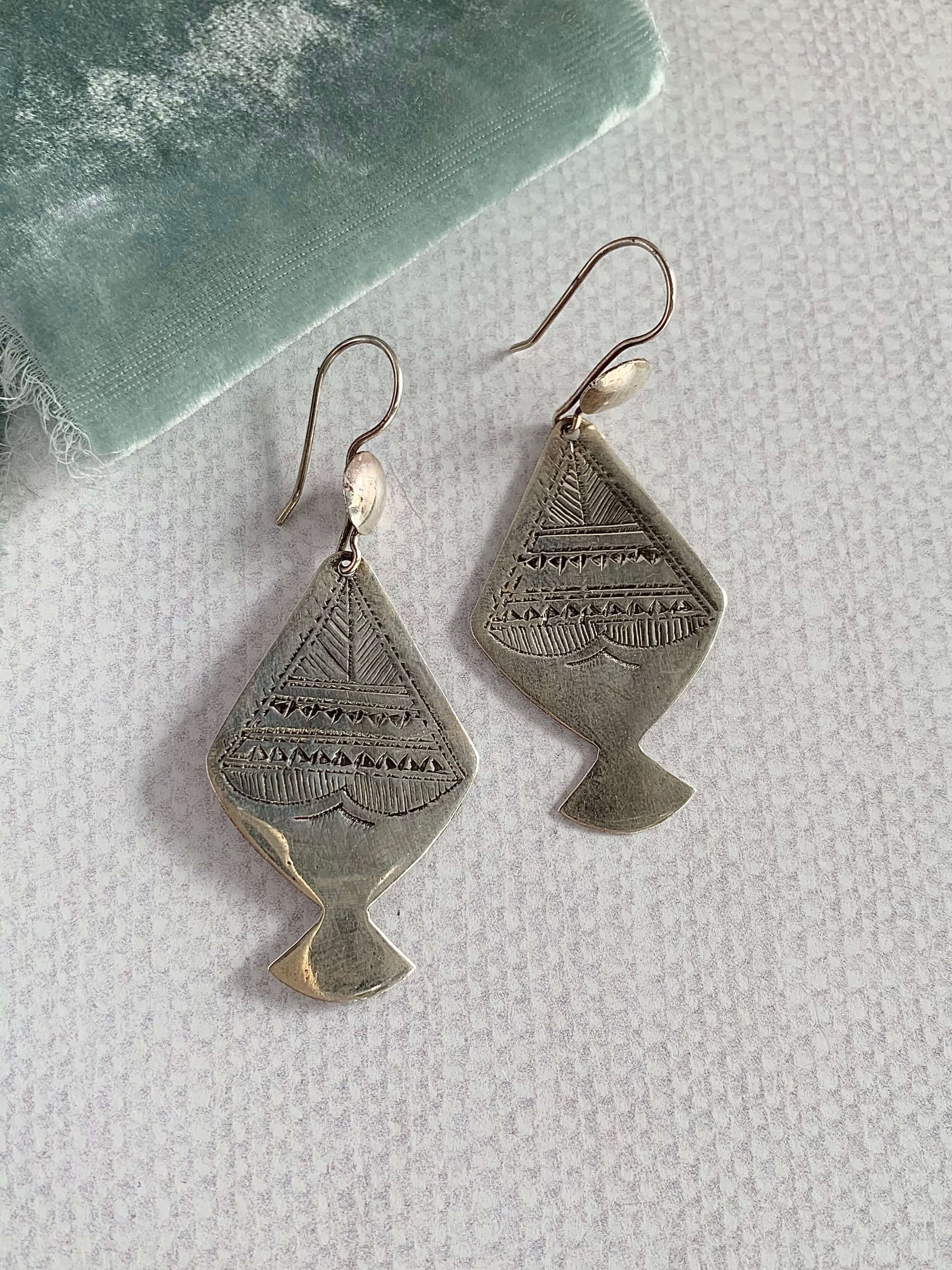 Tribal Handstamp Silver Earrings