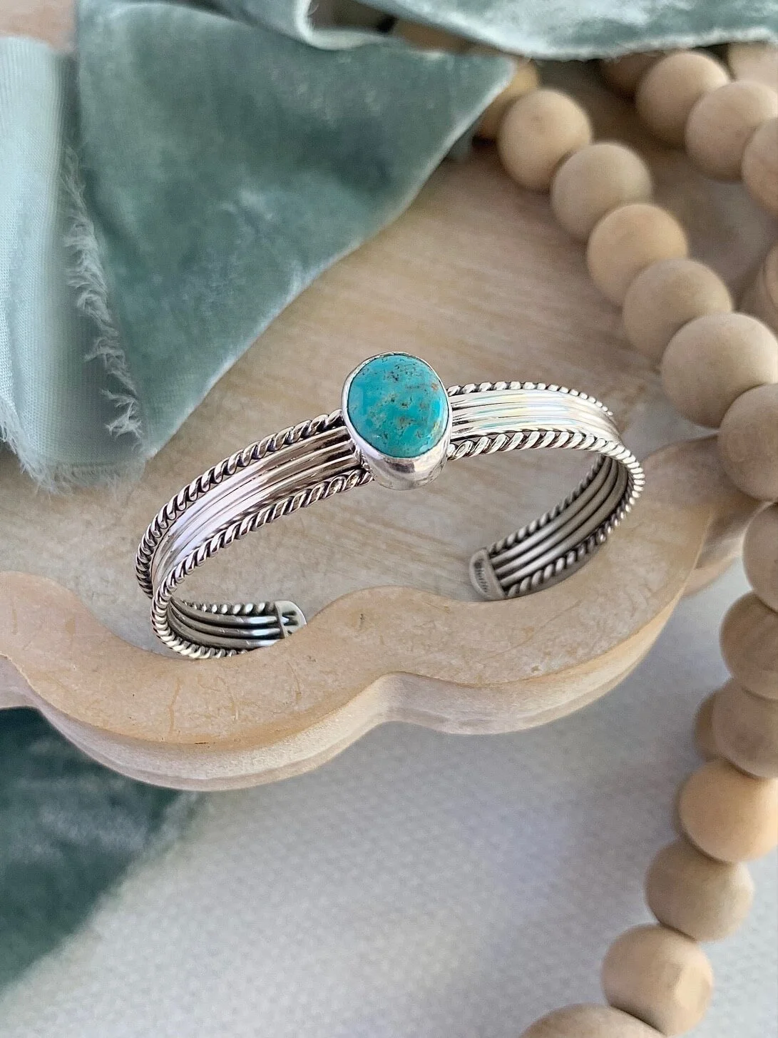 Classic Single Turquoise Silver Cuff