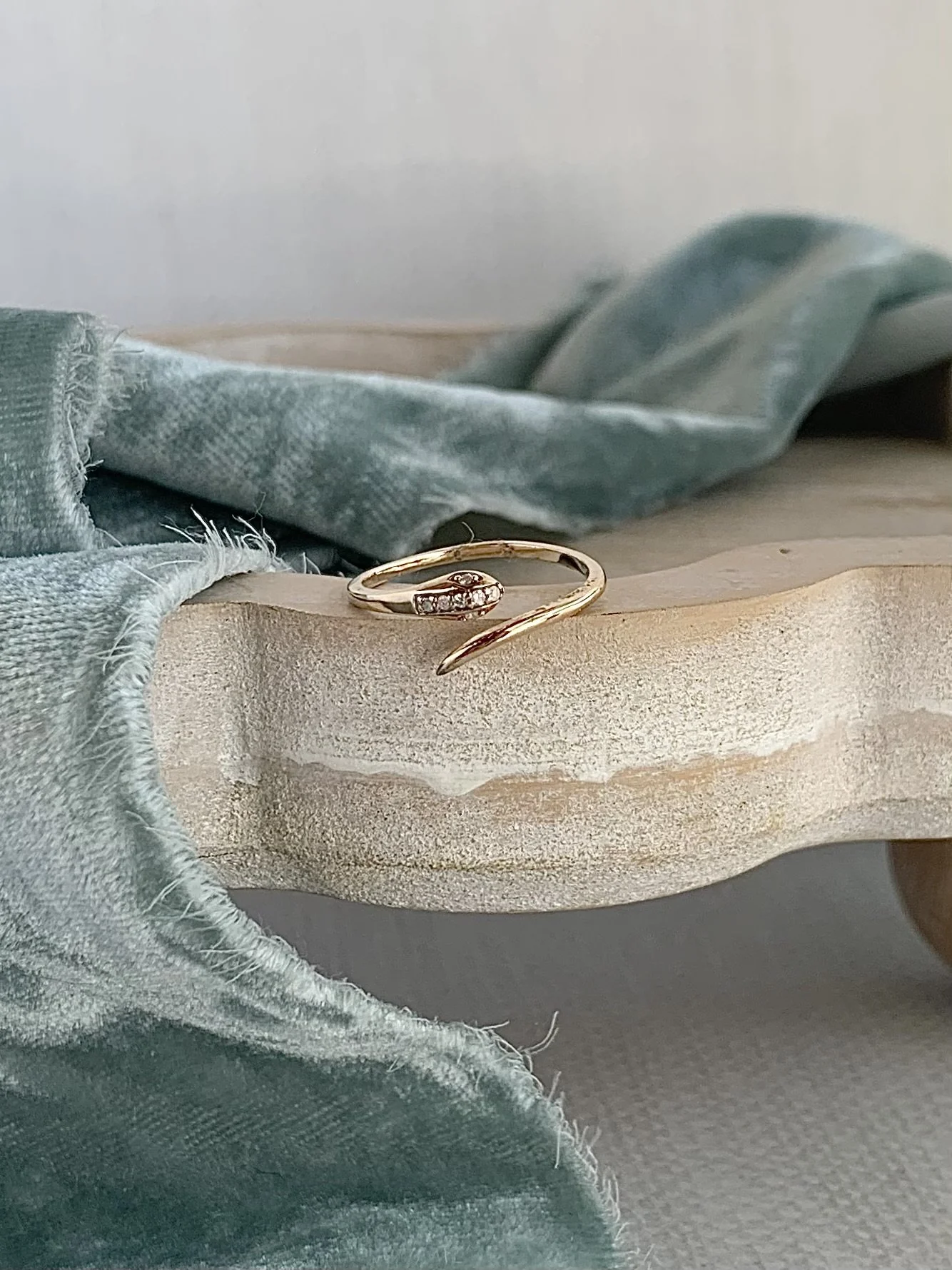 Dainty Diamond Snake 10k Yellow Gold Ring