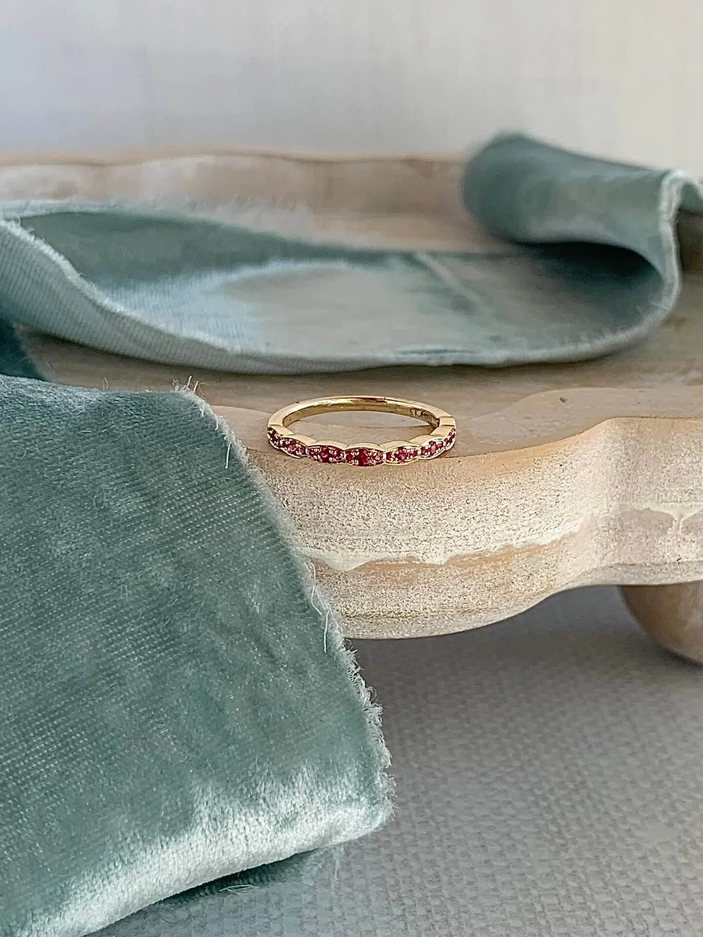 Rich Ruby 14k Yellow Gold Wedding Band