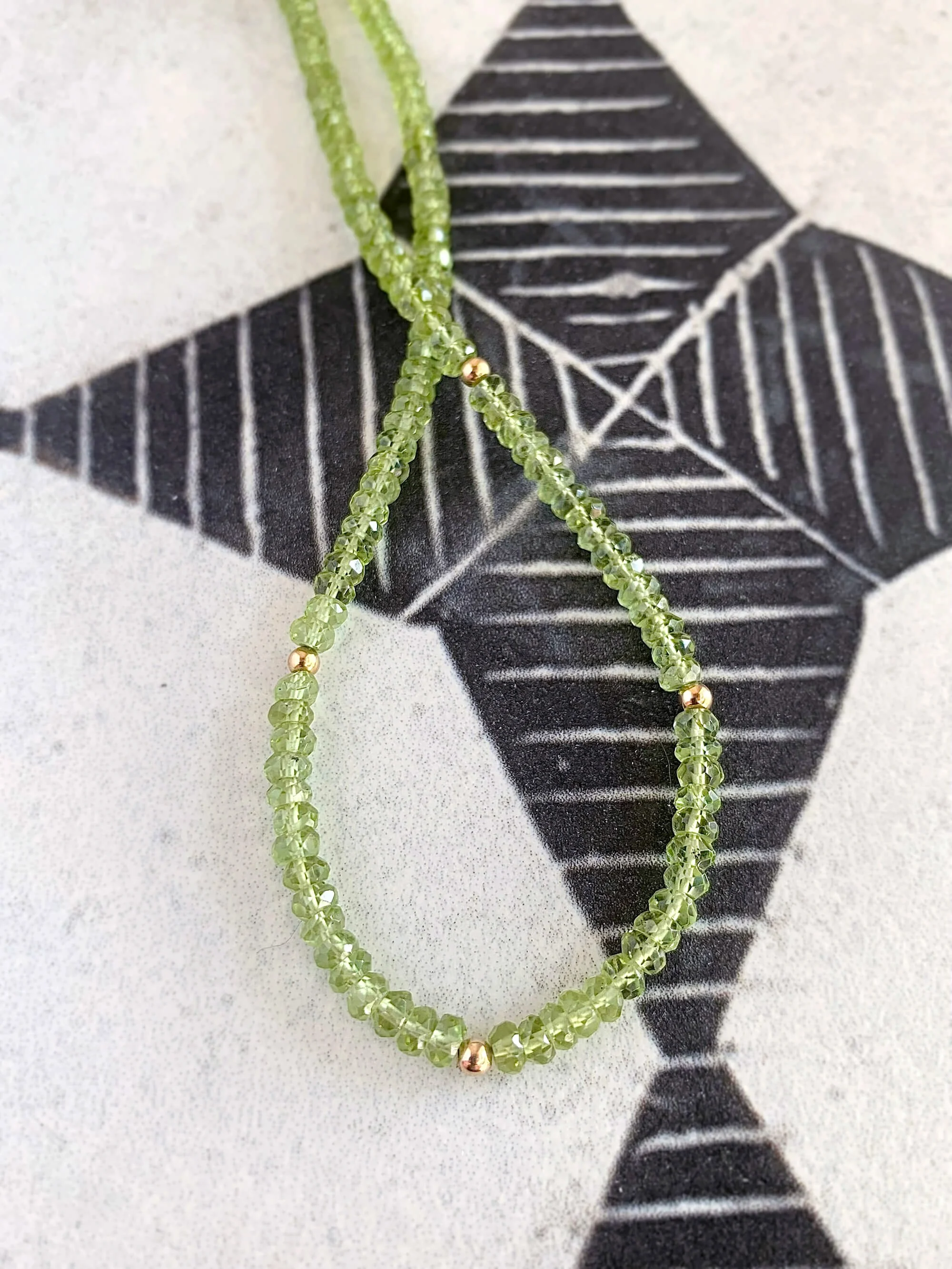 Faceted Peridot 14k Yellow Gold Strand
