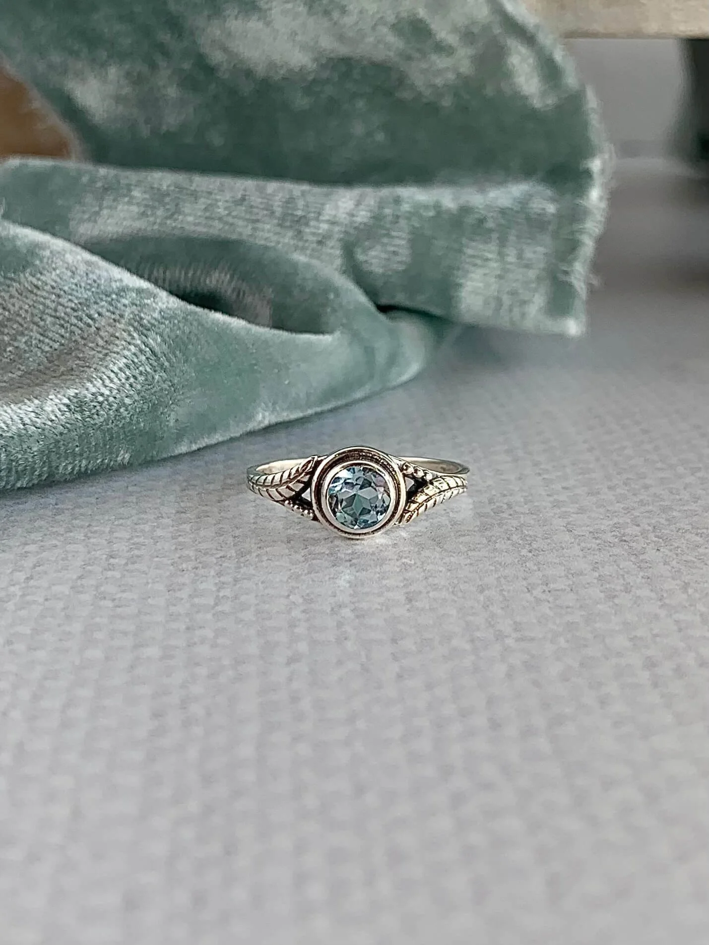 Calming Blue Topaz Silver Ring