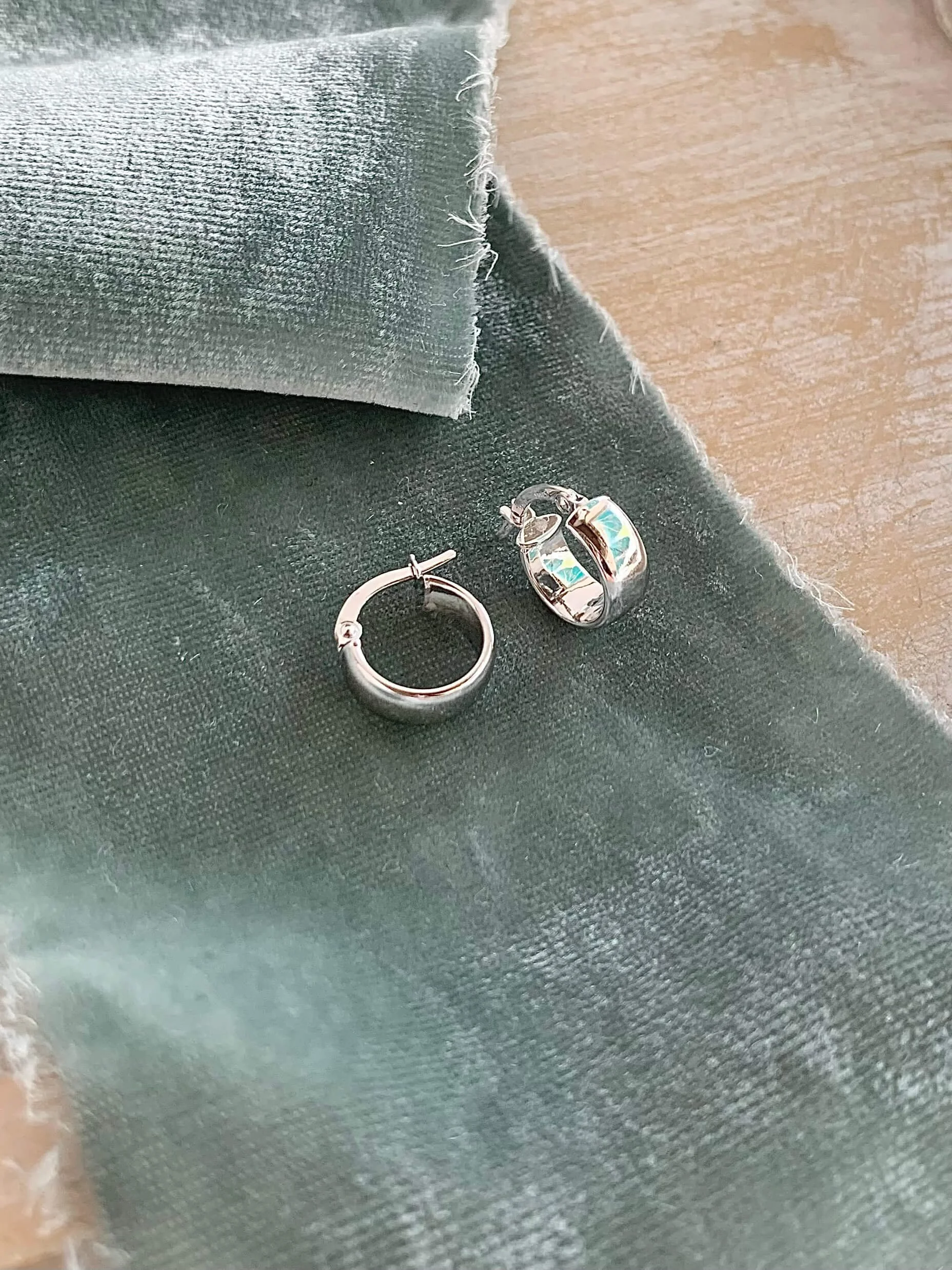 Wide Classic 14k White Gold Hoop Earrings