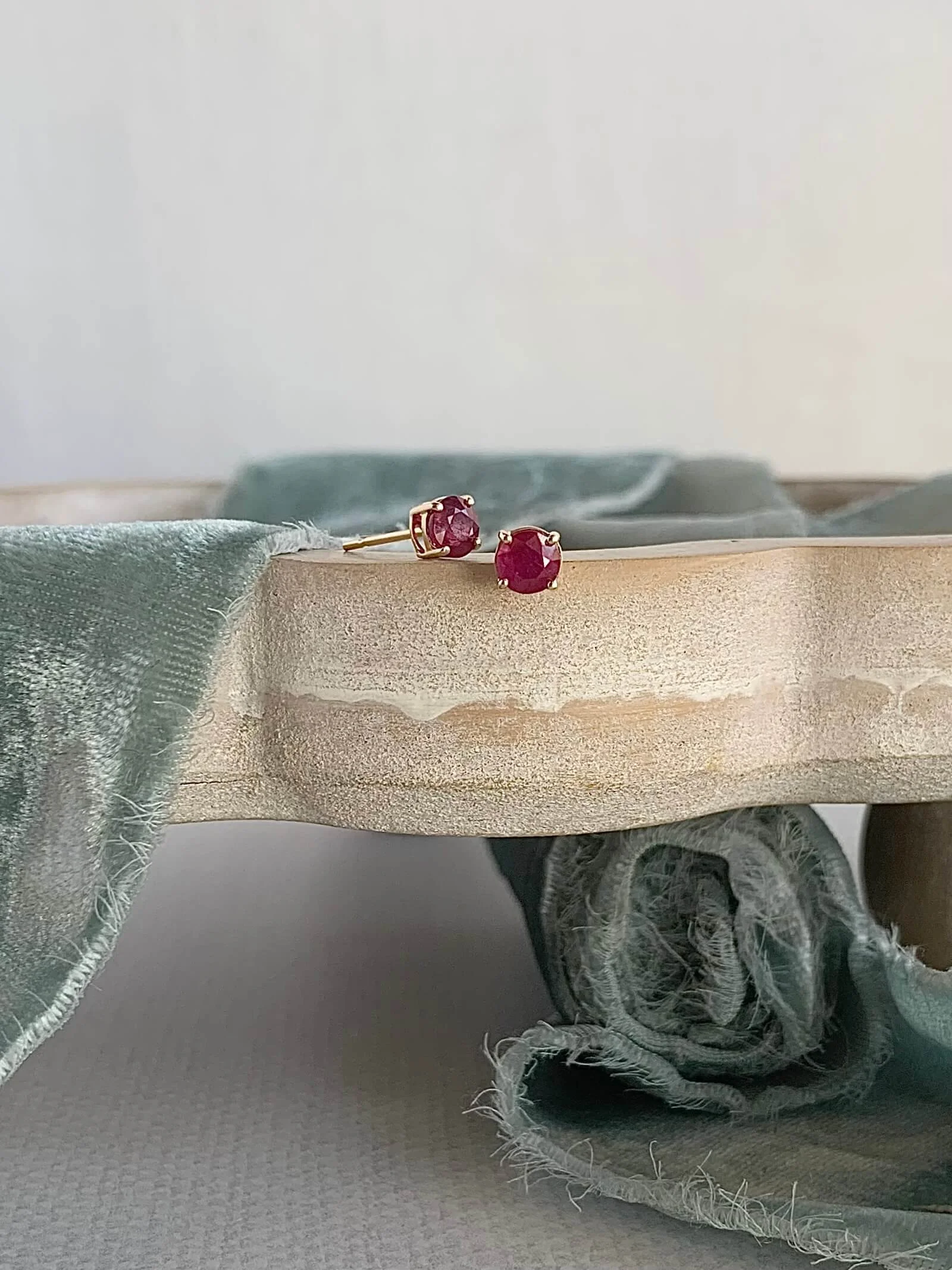 Ripe Ruby 14k Yellow Gold Stud Earrings