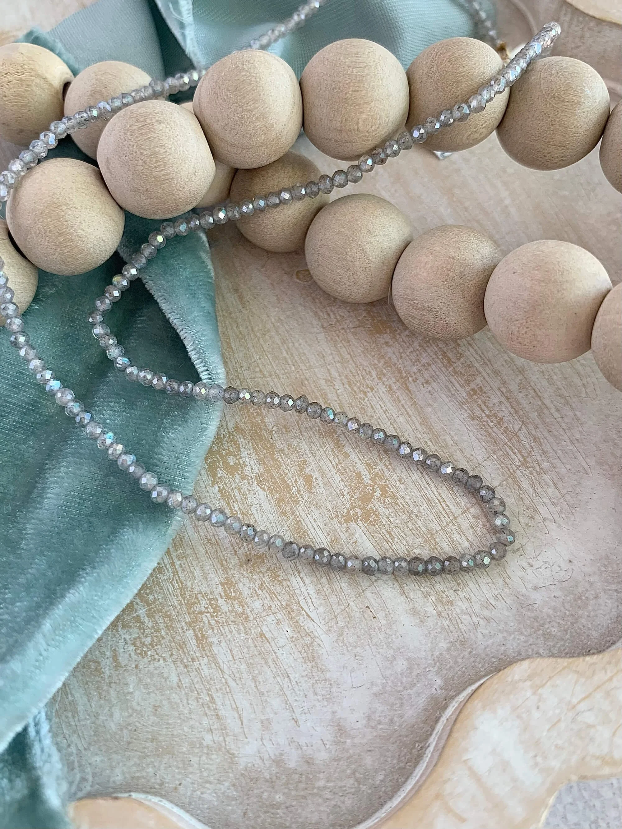 Pale Grey Labradorite 14k Yellow Gold Strand