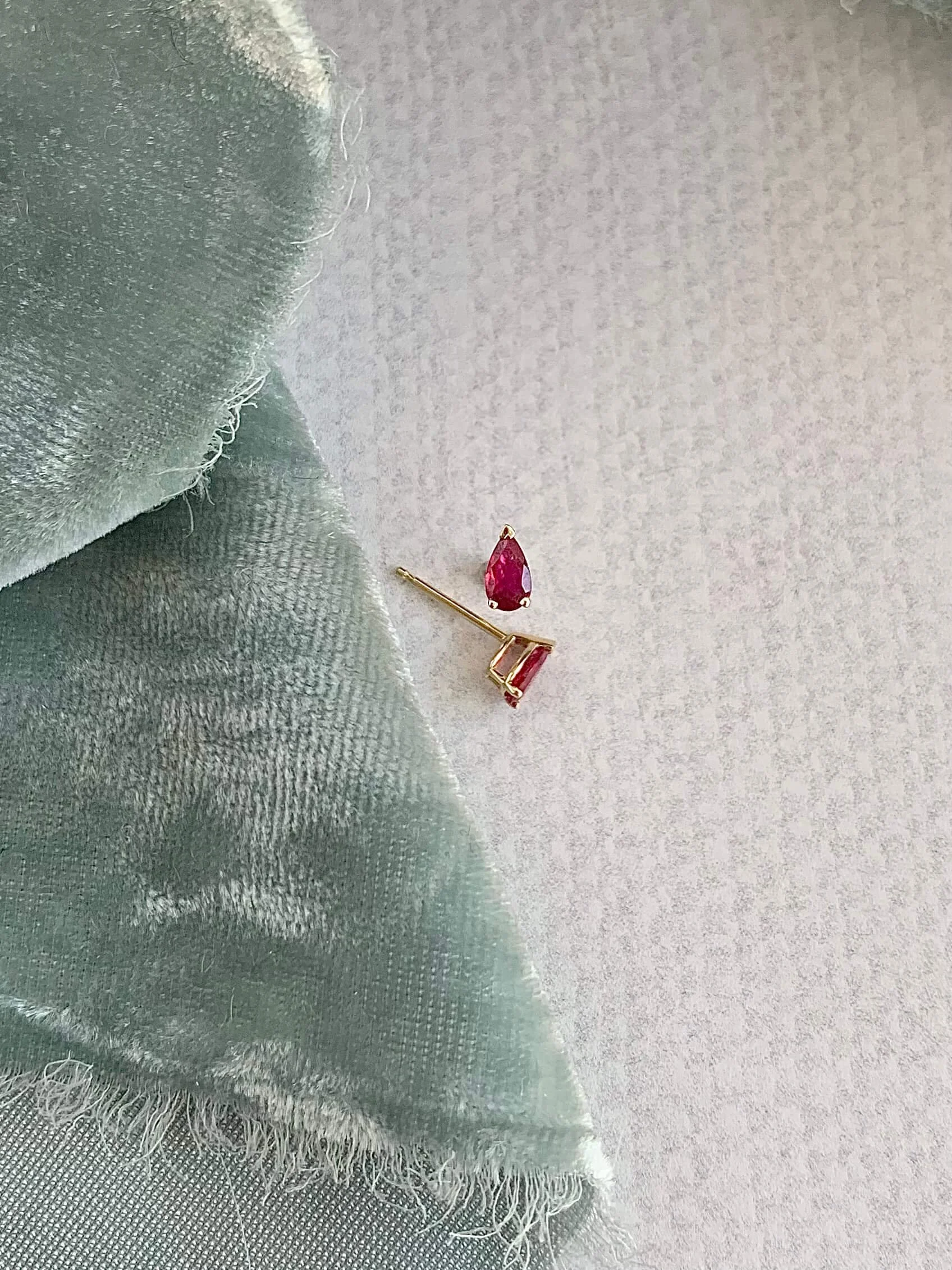 Juicy Ruby Raindrop 14k Yellow Gp;d Stud Earrings