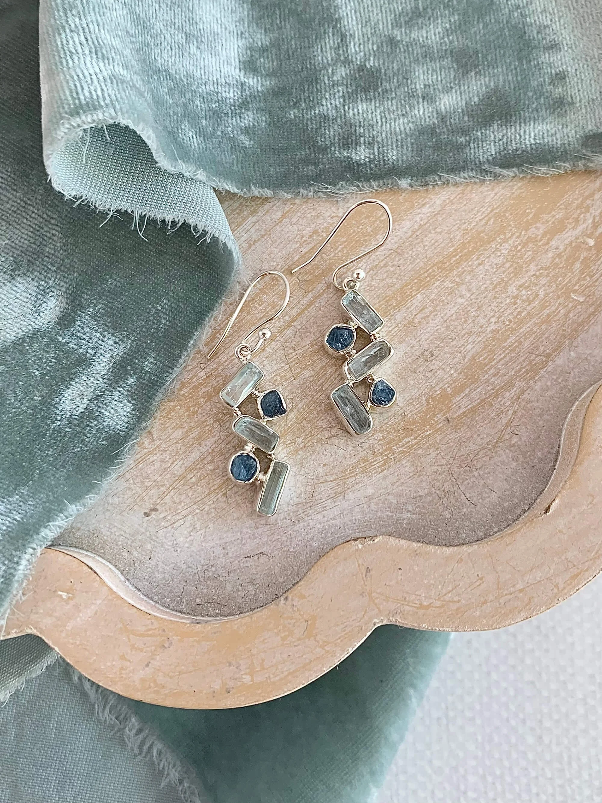 All the Shades of Aquamarine Silver Earrings