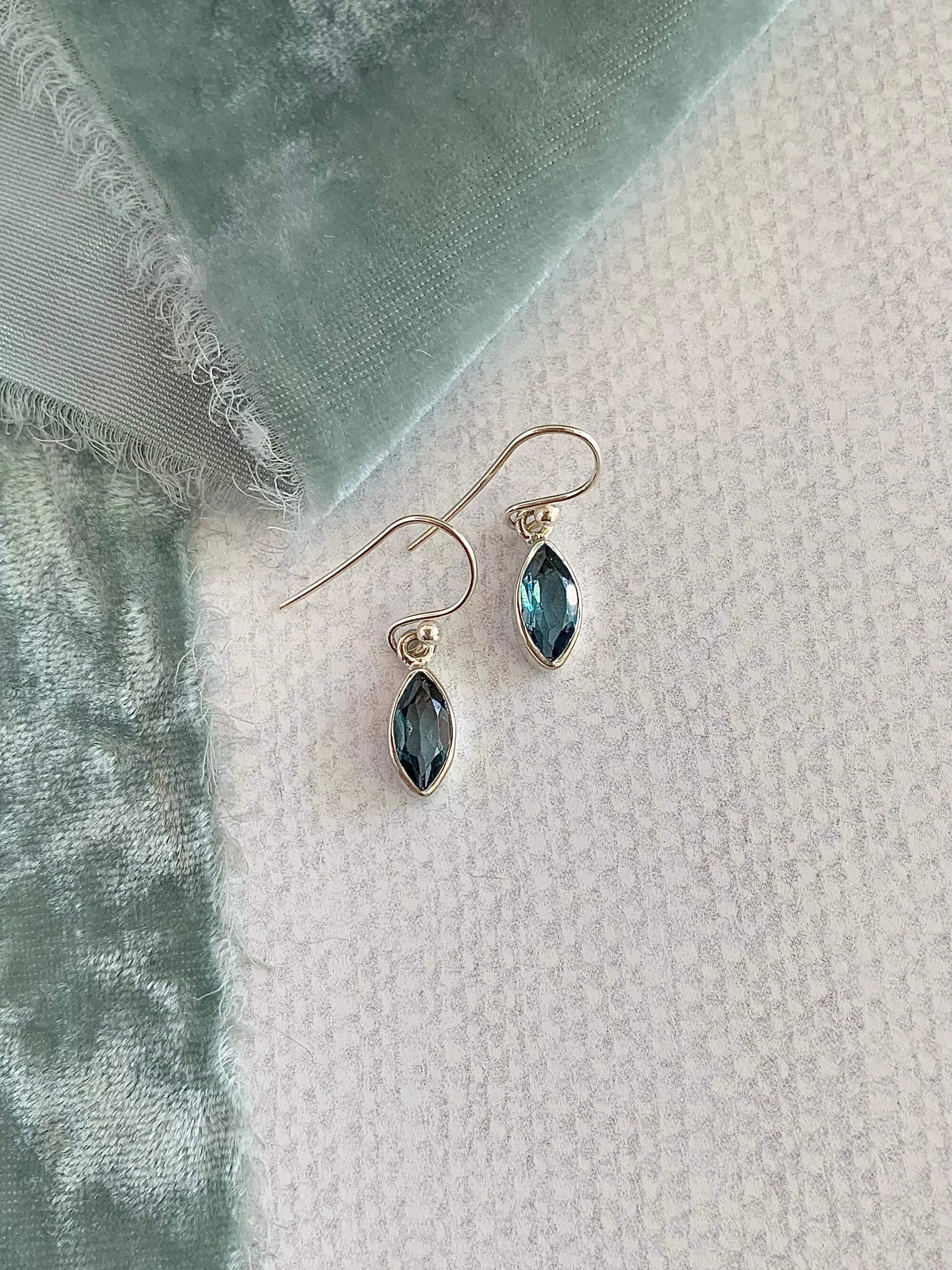 Marquise London Blue Topaz Silver Earrings