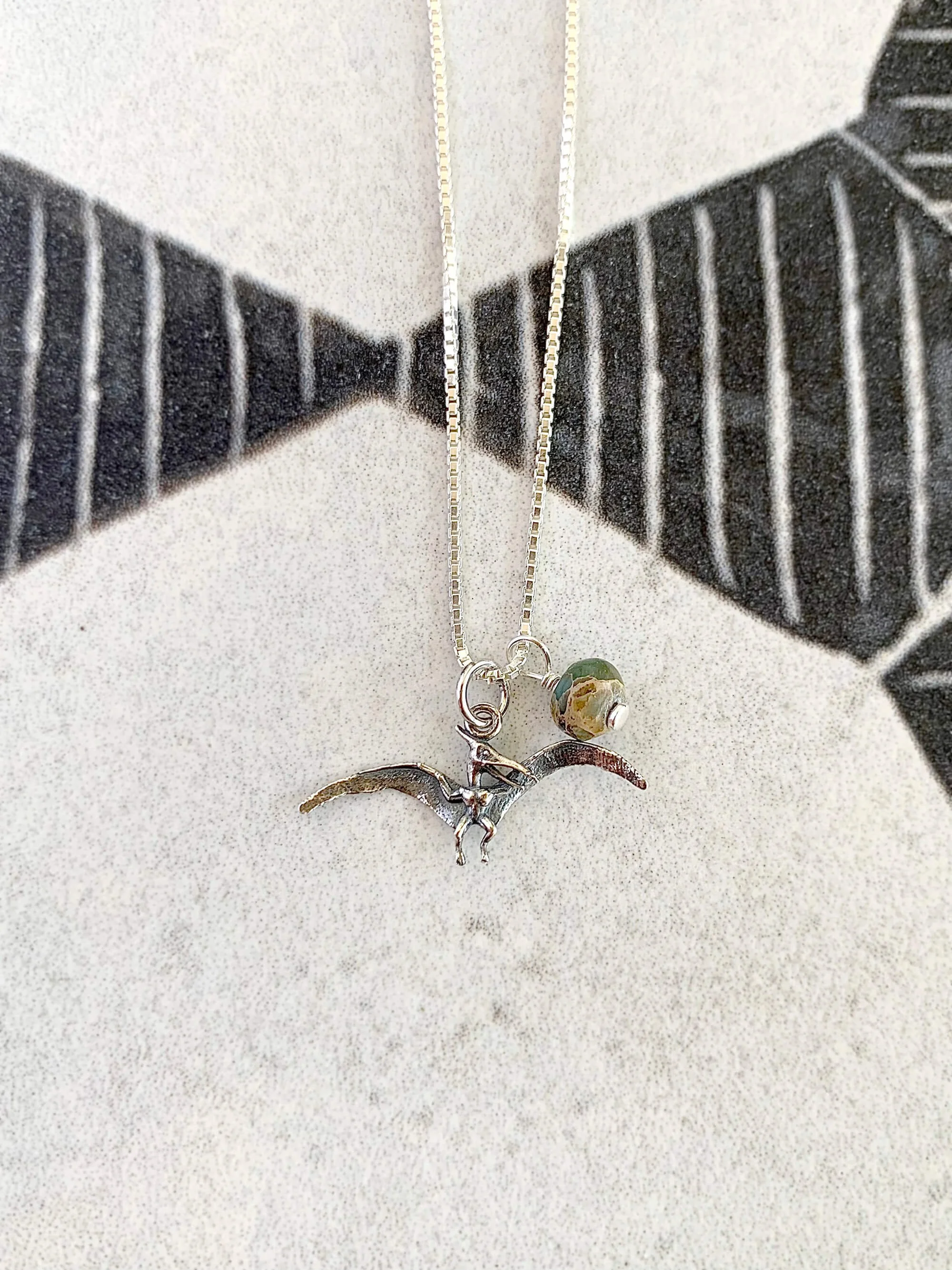 Pterodactyl Jasper Silver Necklace