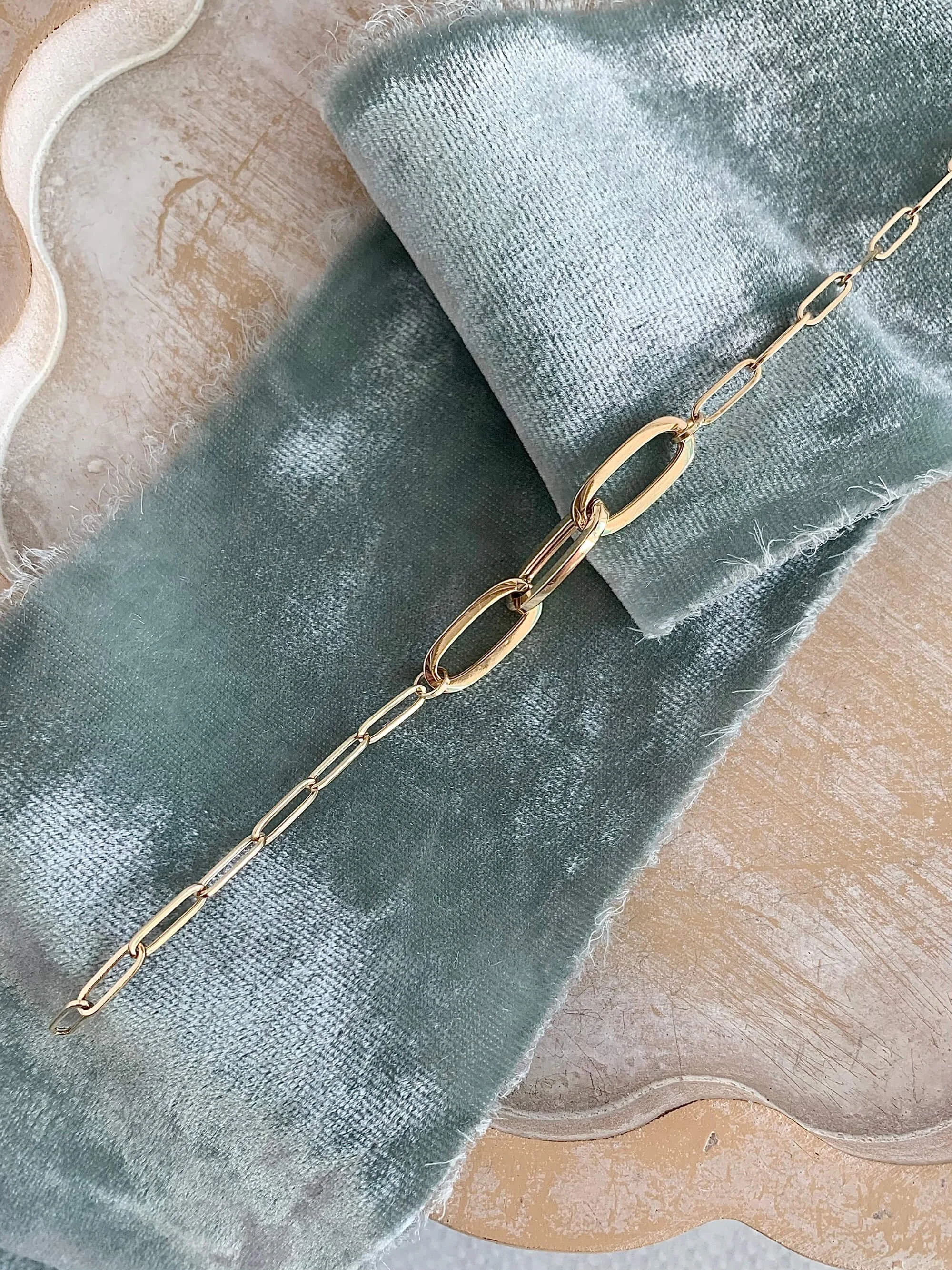 Paperclip with 3 Links 14k Yellow Gold Bracelet