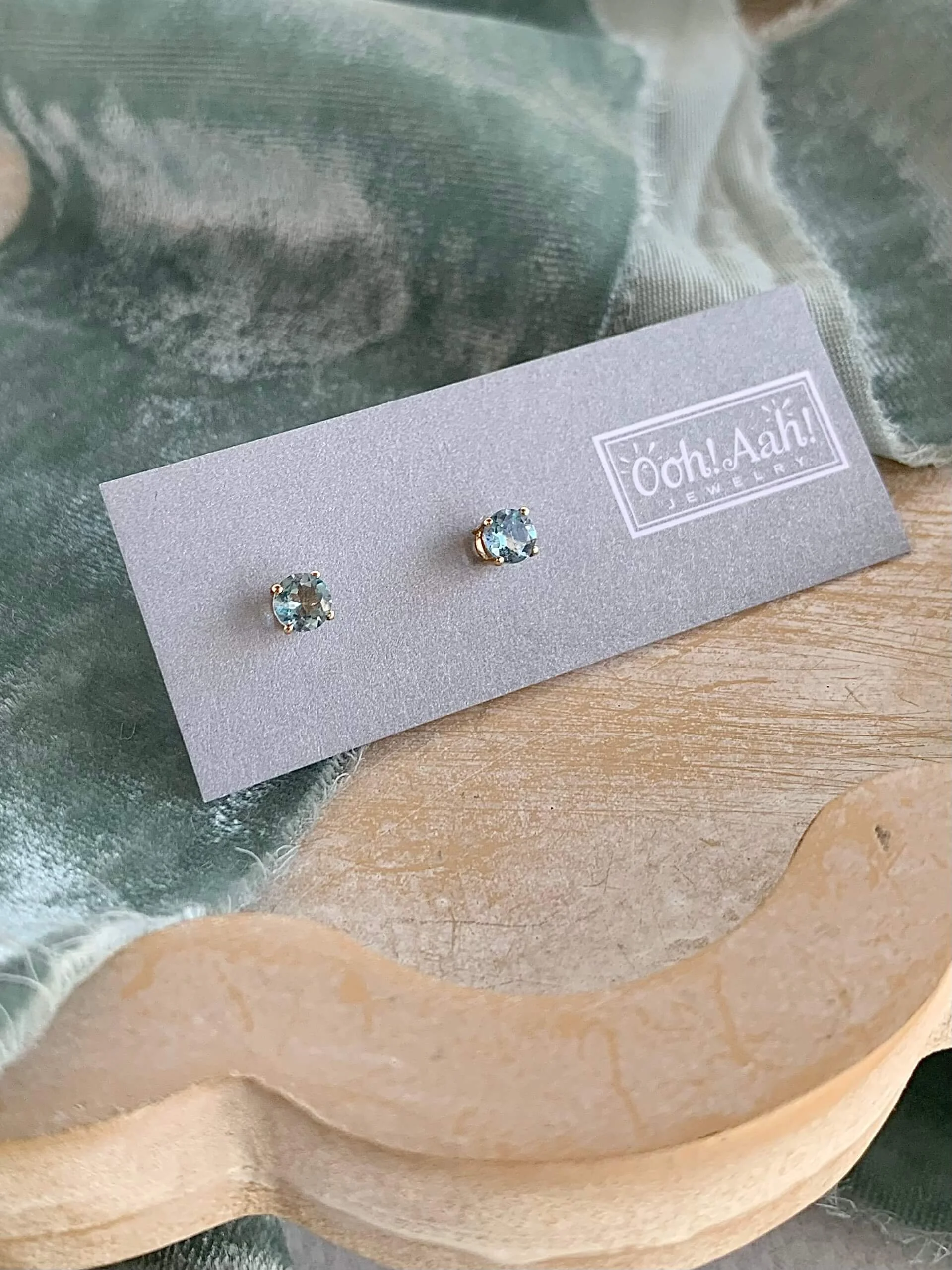Gentle Blue Topaz 14k Yellow Gold Stud Earrings