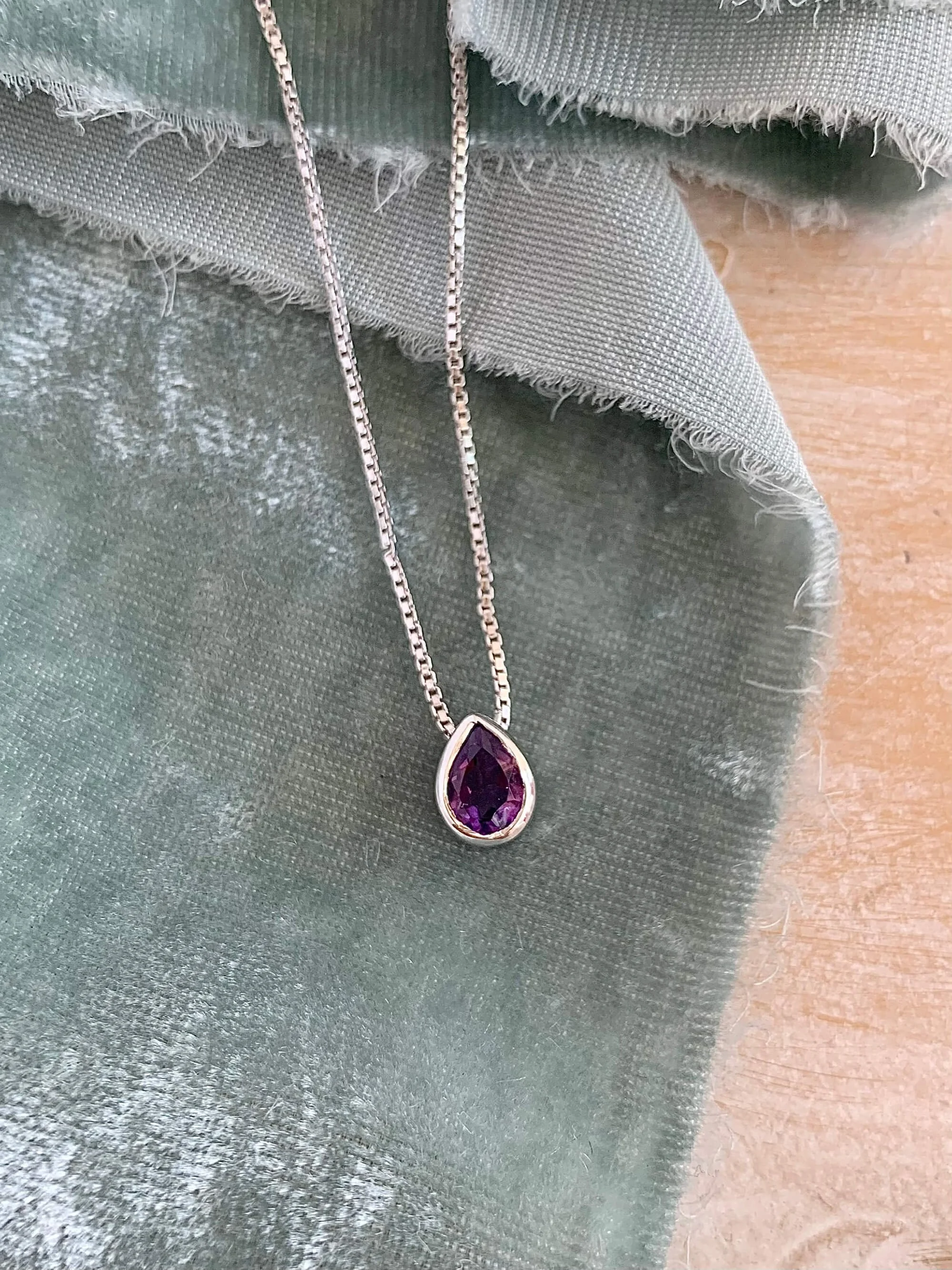 Amethyst Droplet Silver Necklace