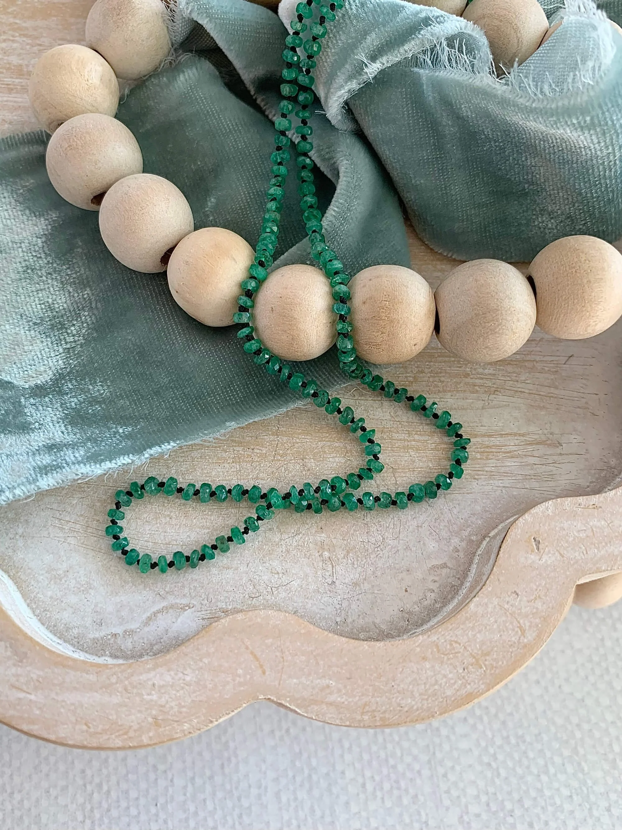 Hand-Knotted Dainty Emerald Gold Fill Strand