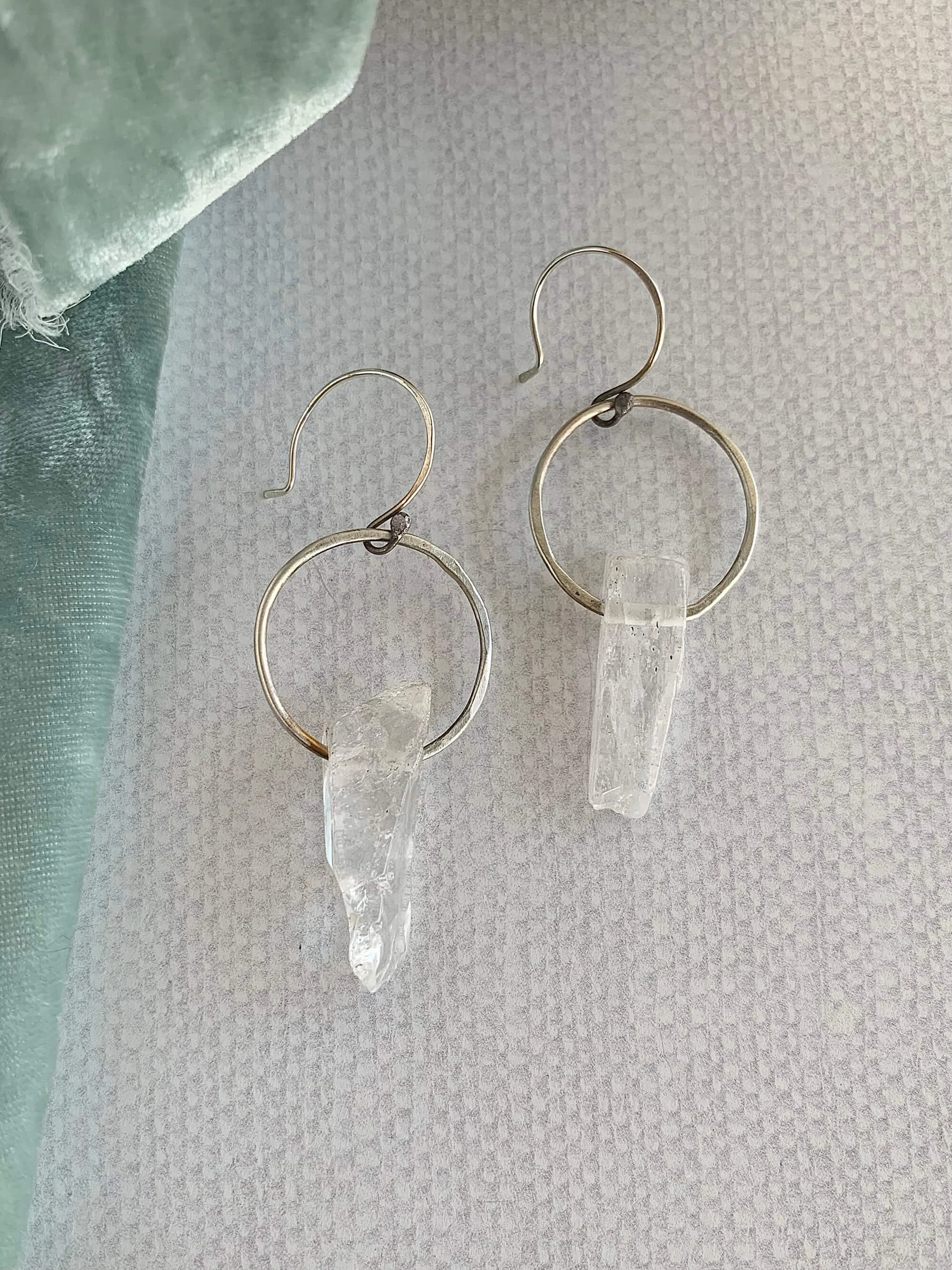 Rock Crystal Hand  Made Silver Earrings