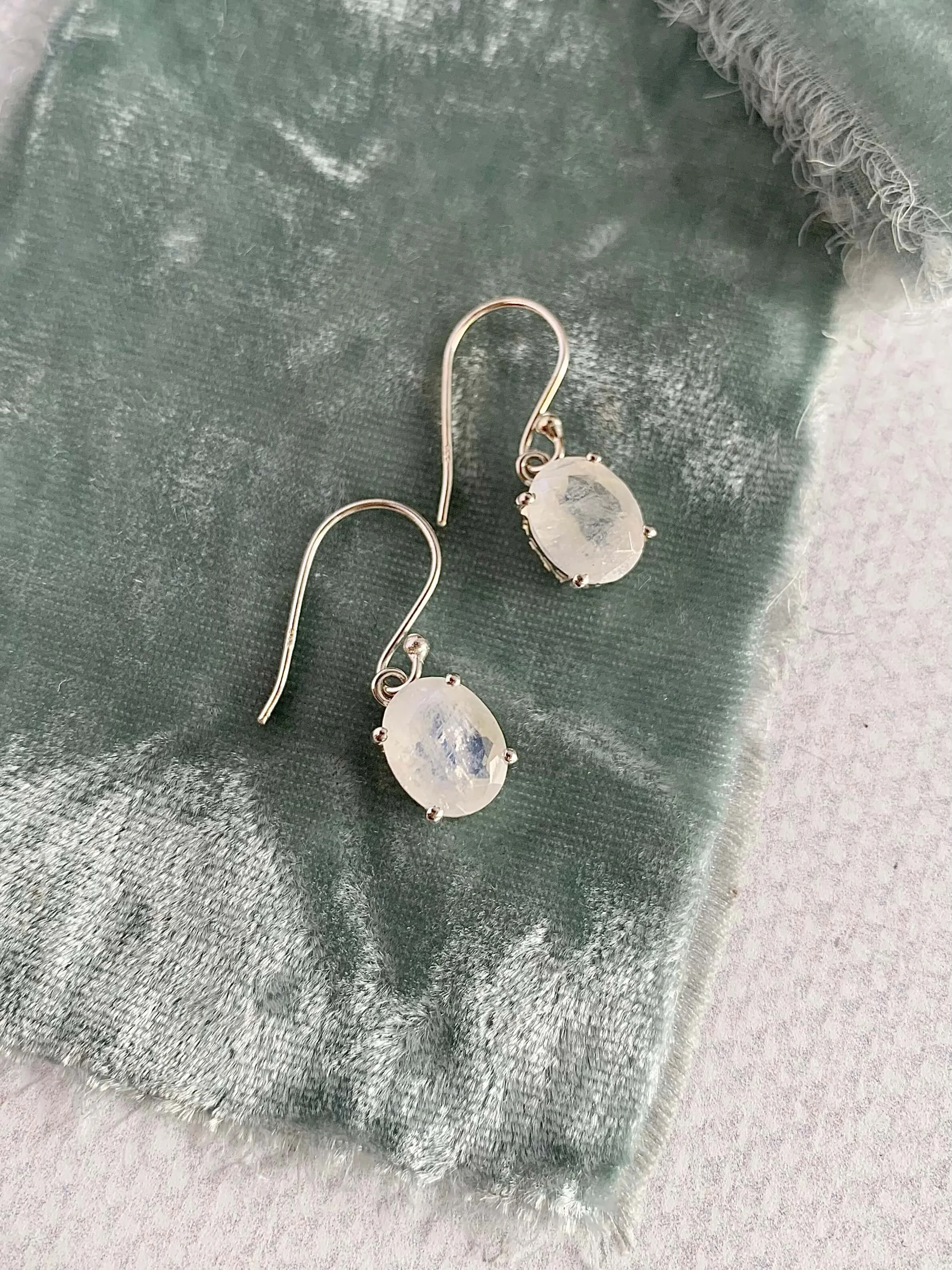 Faceted Moonstone Silver Earrings