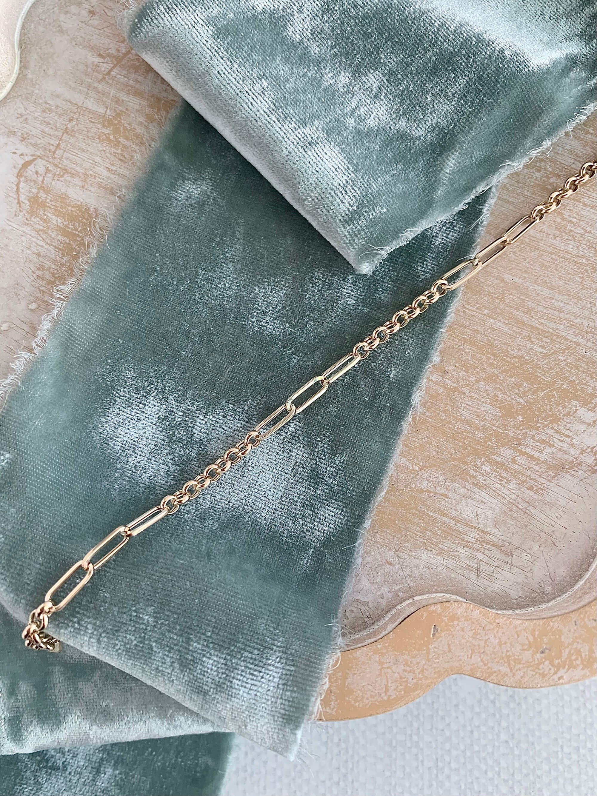 Paperclip Link Mix 14k Yellow Gold Bracelet