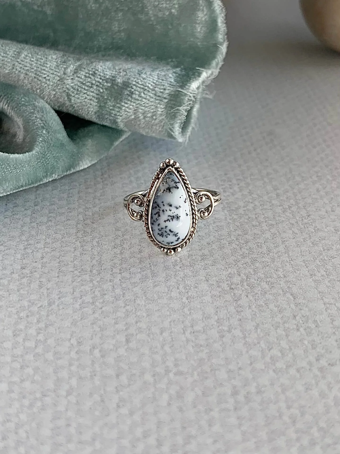 Intuitive Dendritic Opal Silver Ring