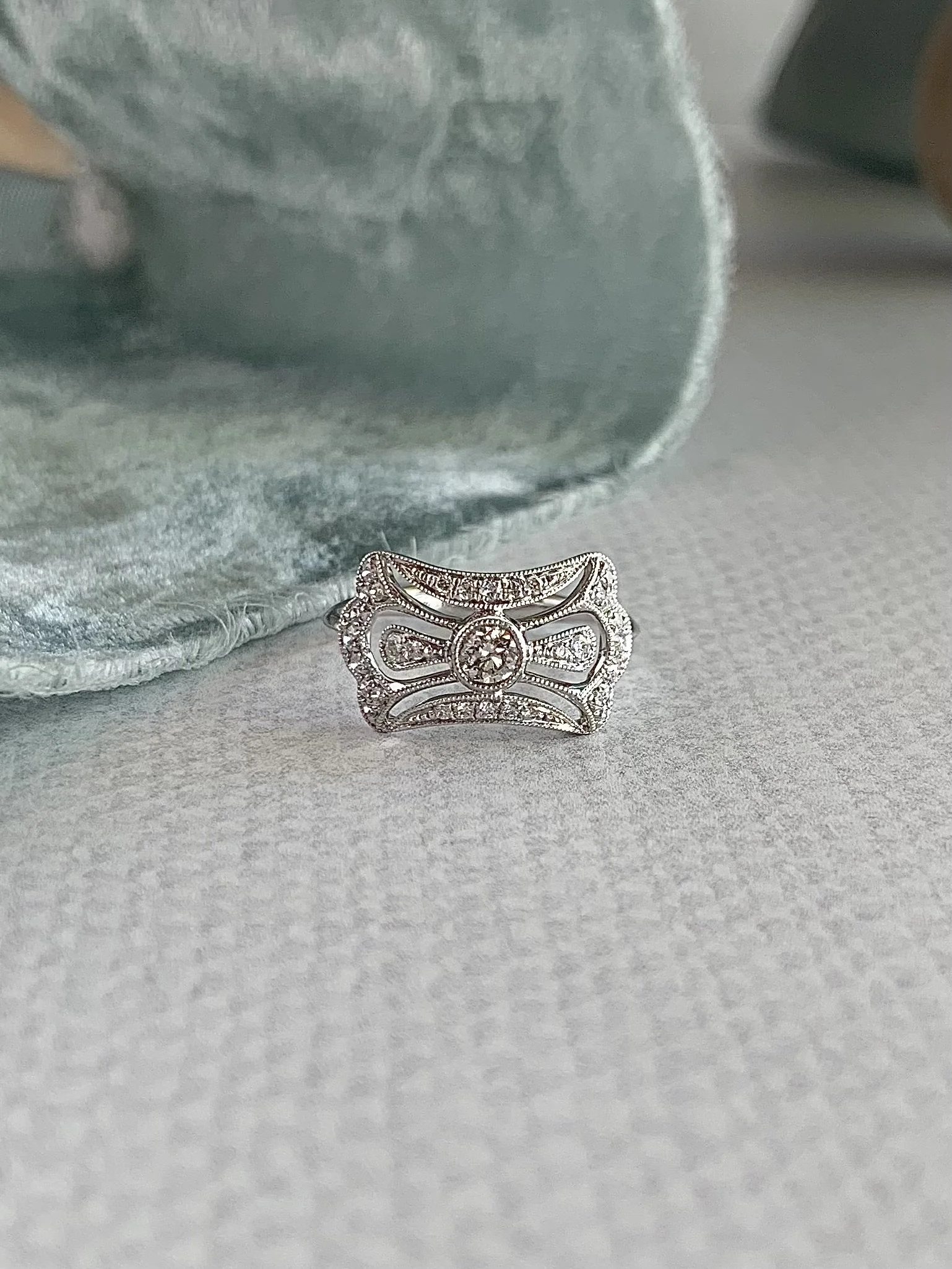 Theodora 14k White Gold Vintage-inspired Diamond Engagement Ring