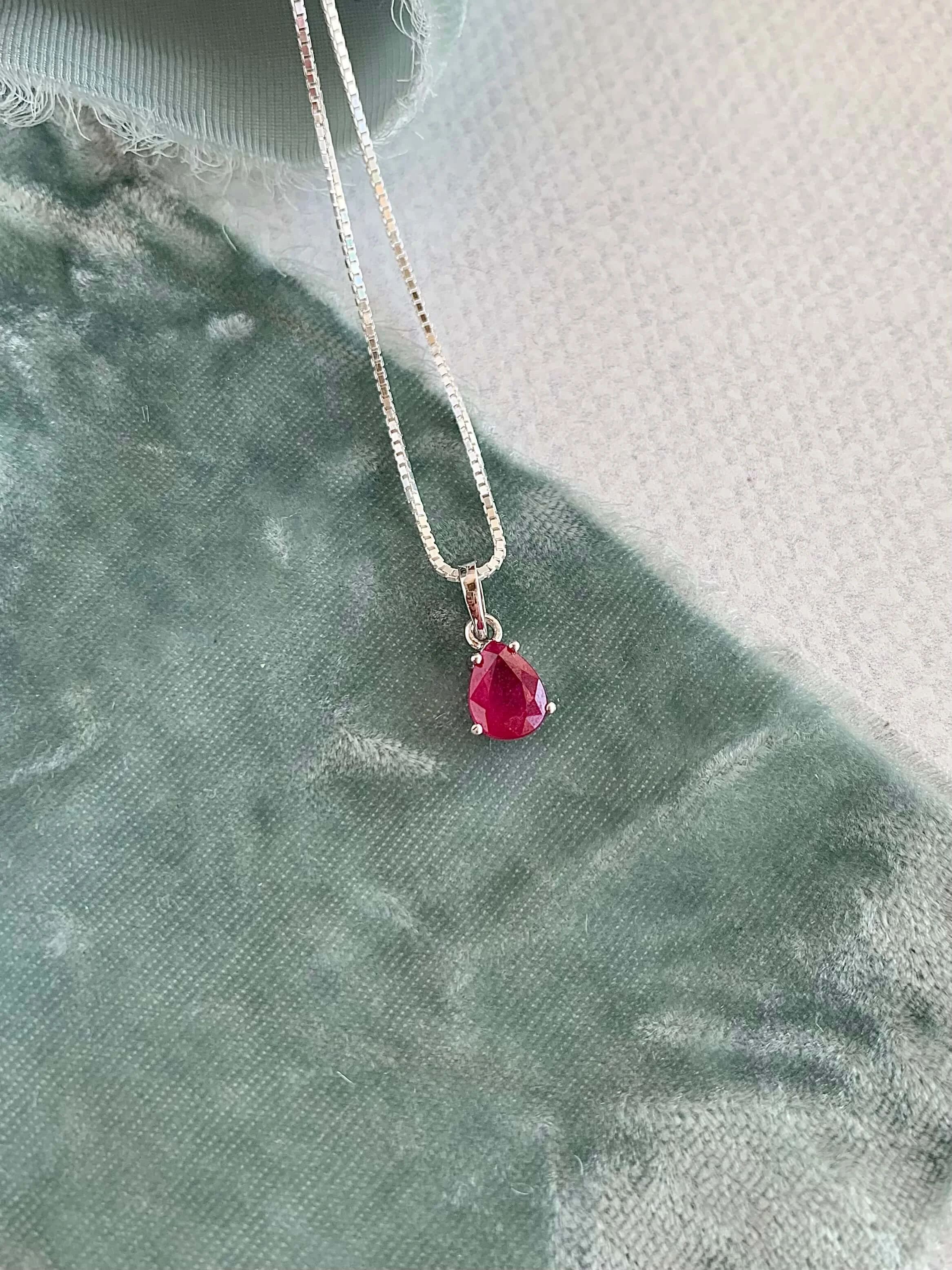 Dainty Juicy Ruby Silver Necklace