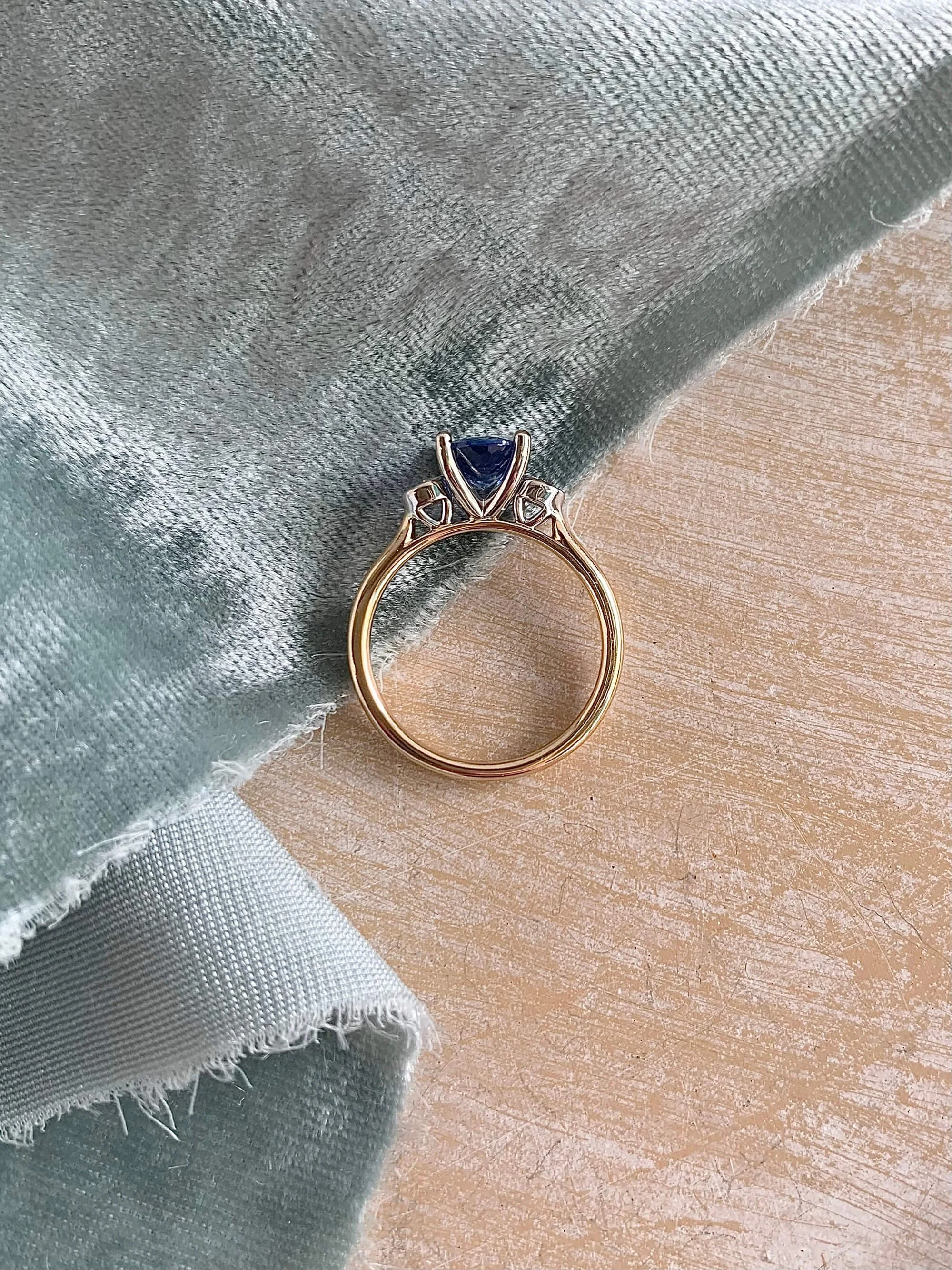 Nigella Sri Lanka Sapphire Cent Diamond Accent 14k Mixed Engagement Ring