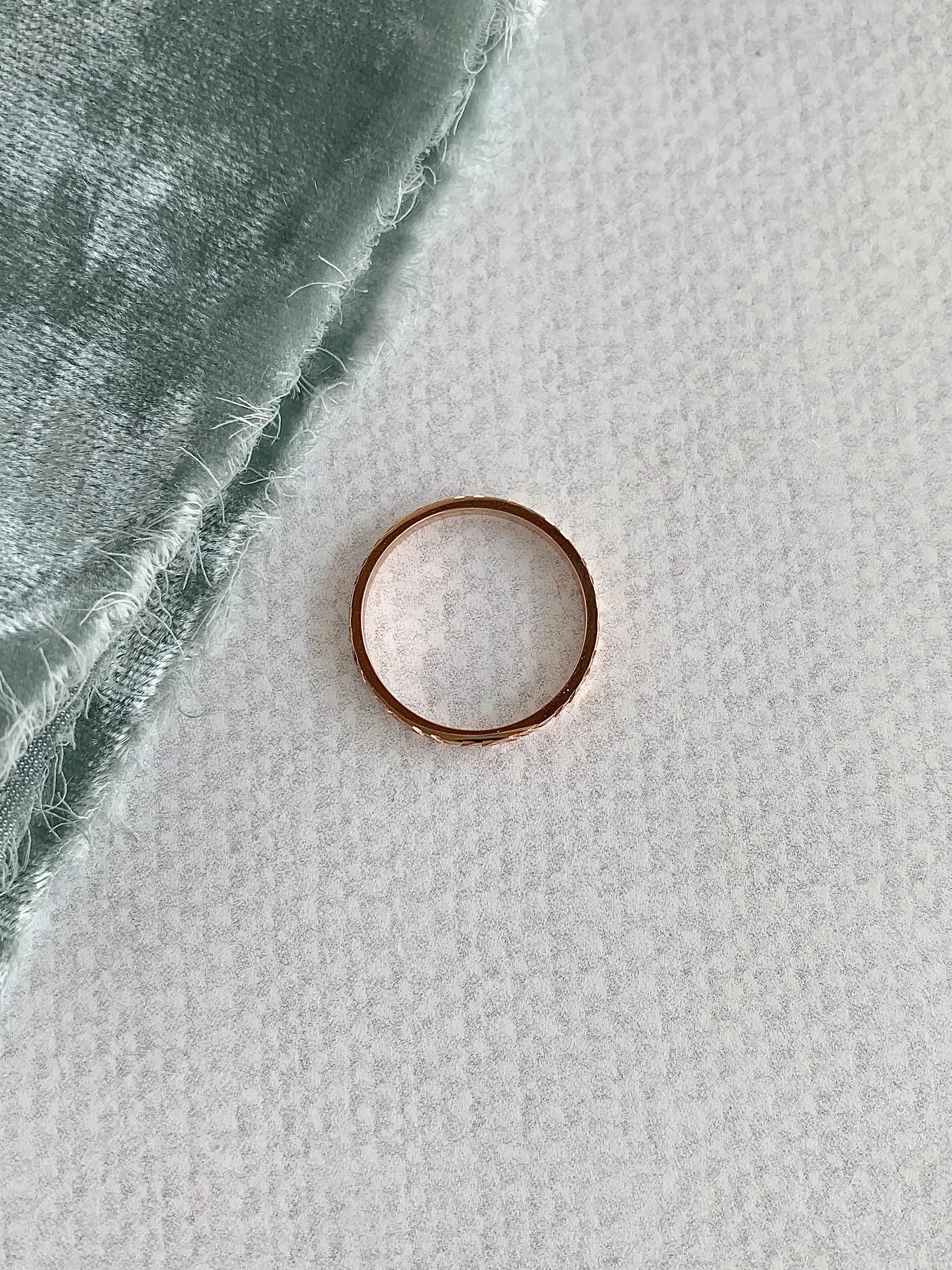 Etched Milgrain 14k Rose Gold Wedding Band