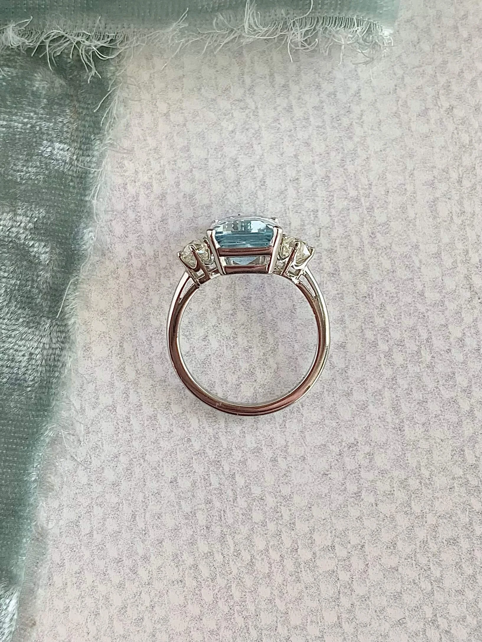 Estate 1960s Aquamarine Diamond Platinum Engagement Ring
